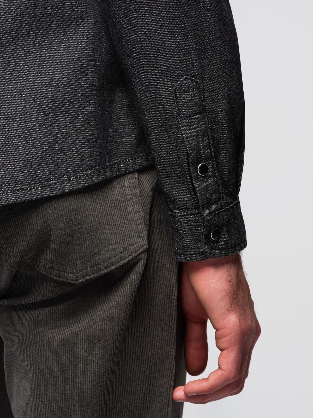 OMBRE Langarmhemd Jeanshemd mit Druckknöpfen und Brusttaschen