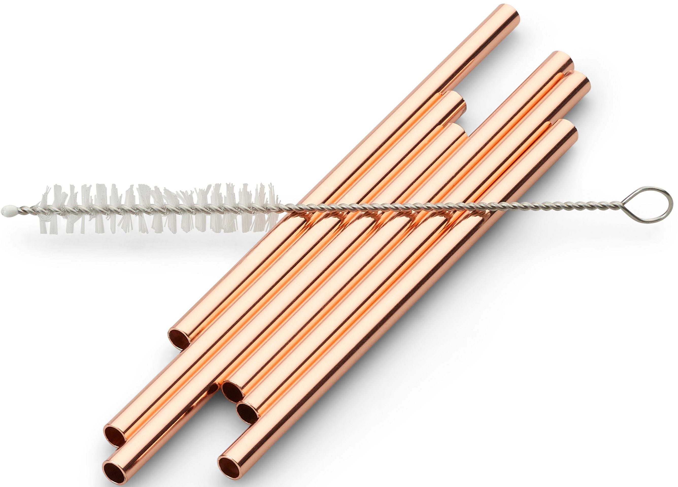 ECHTWERK Trinkhalme Small, (Set, 7-tlg), aus Edelstahl inkl. Reinigungsbürste, (Trinkhalm: 12cm,Bürste: 13, cm)
