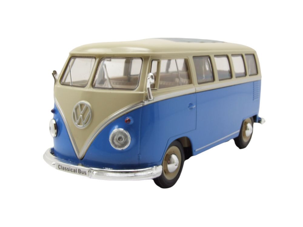 Welly Modellauto VW Classical Bus T1 1962 blau weiß, Maßstab 1:24