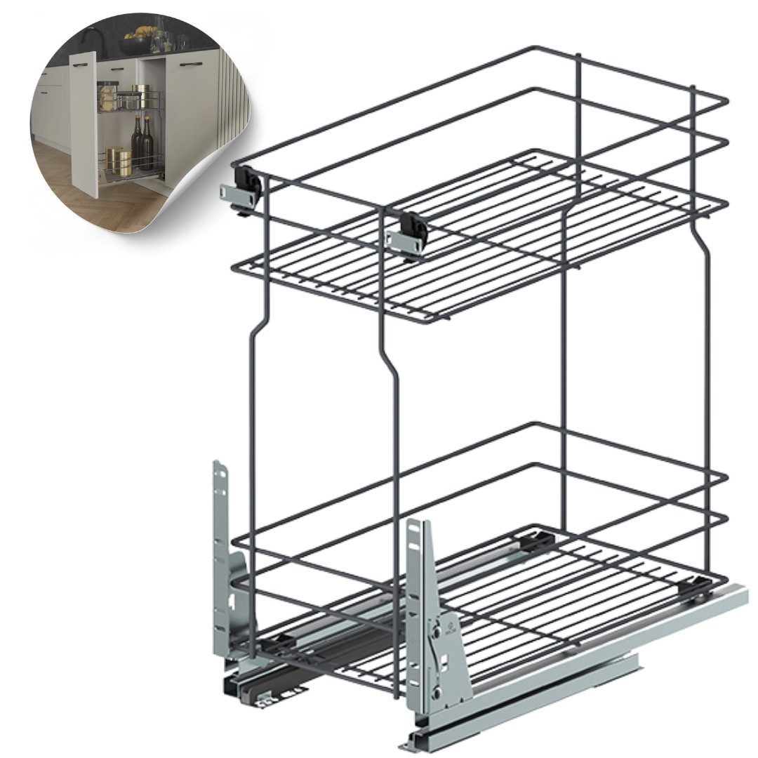 Unterschrank Unterschrankauszug Anthrazit Schrankauszug Bodenschiene 15- 60cm
