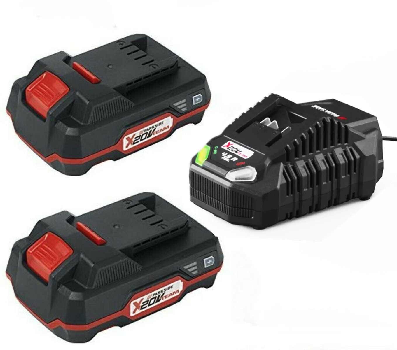 Starterset Parkside 2 x Akku 20V - 2.0 Ah PAP 20 und Ladegerät 4.5 A Akku Starter-Set