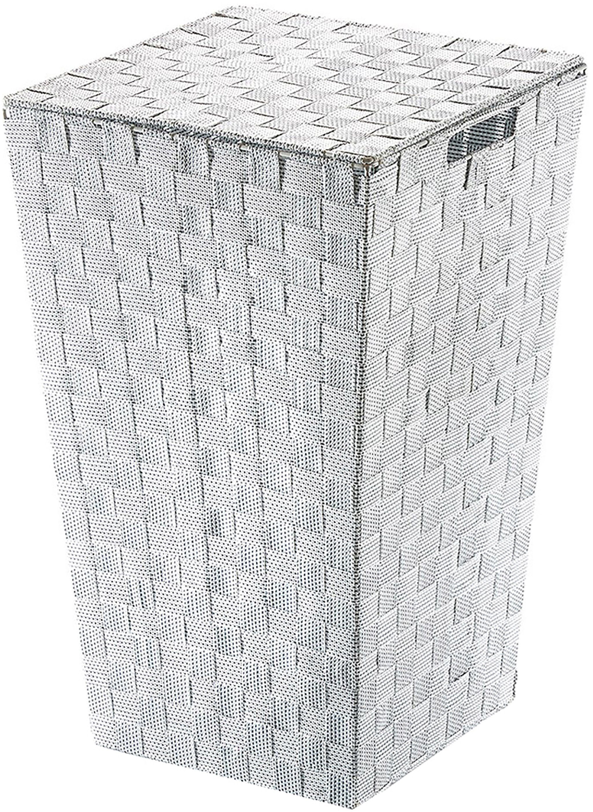 - - Wäschekorb Kobolo grau Nylon weiß cm 33x33x54 - Wäschebehälter