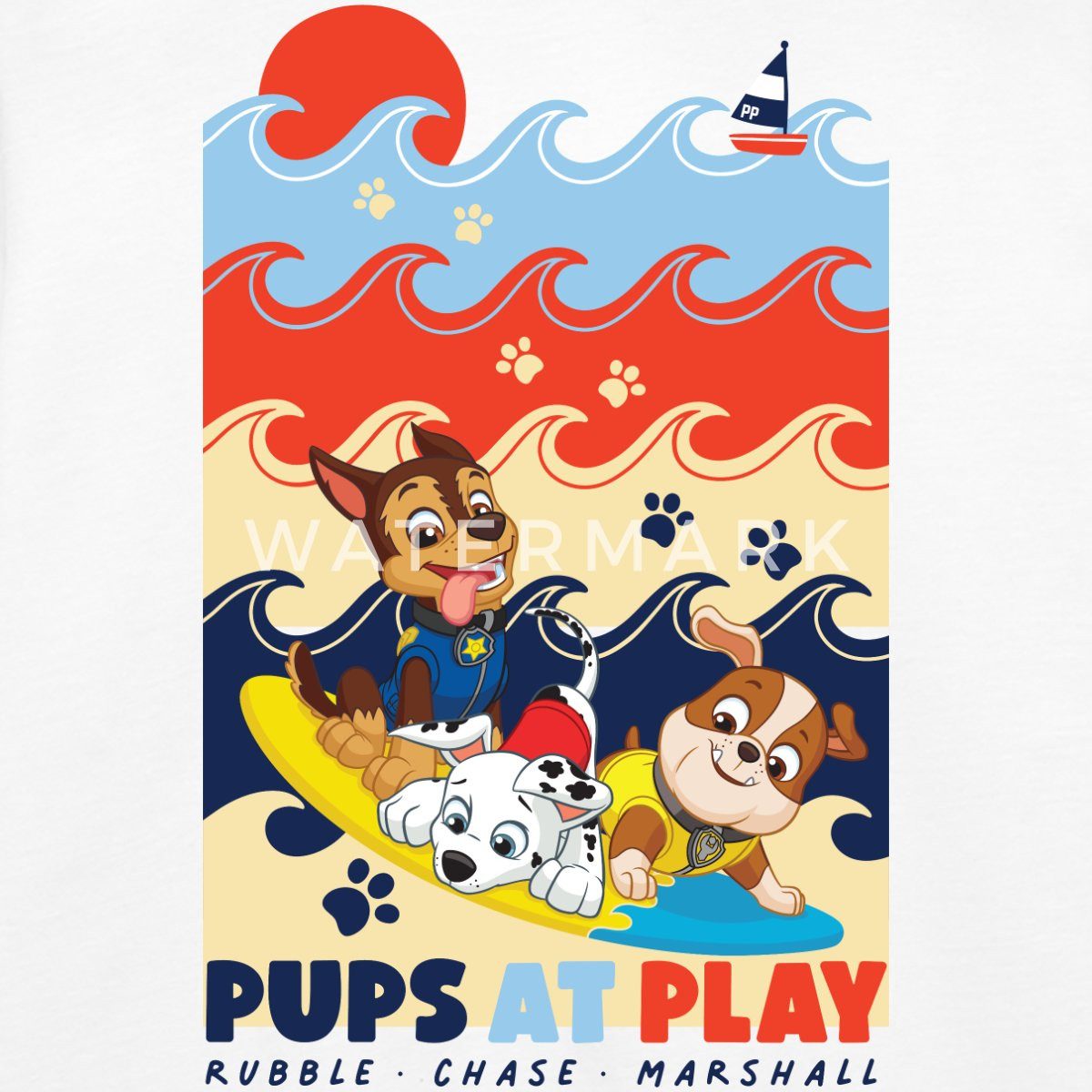 Spreadshirt T-Shirt Paw Patrol 'Pups At Play' Rubble Chase Marshall Kinder Premium Langarm (1-tlg)