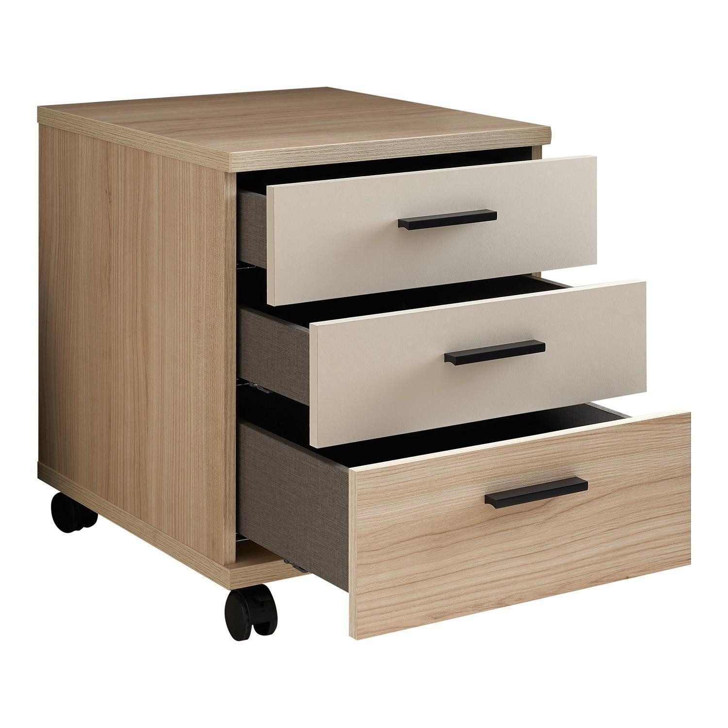 Vito Rollcontainer ASSUME, Cashmerebraun, Riva Eiche Dekor, mit Rollen, 3 Schubladen, B 43 x H 50 x T 50 cm