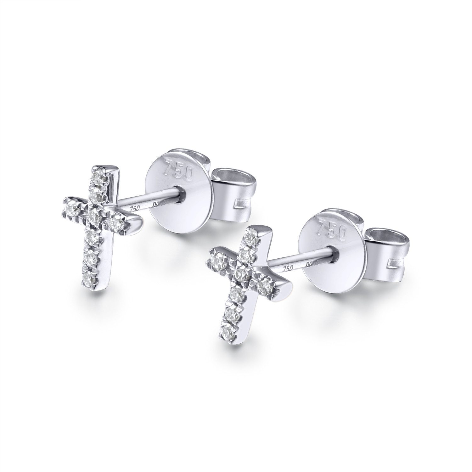 Stella-Jewellery Paar Ohrstecker 585er Weißgold Ohrstecker Kreuz mit Diaman günstig online kaufen