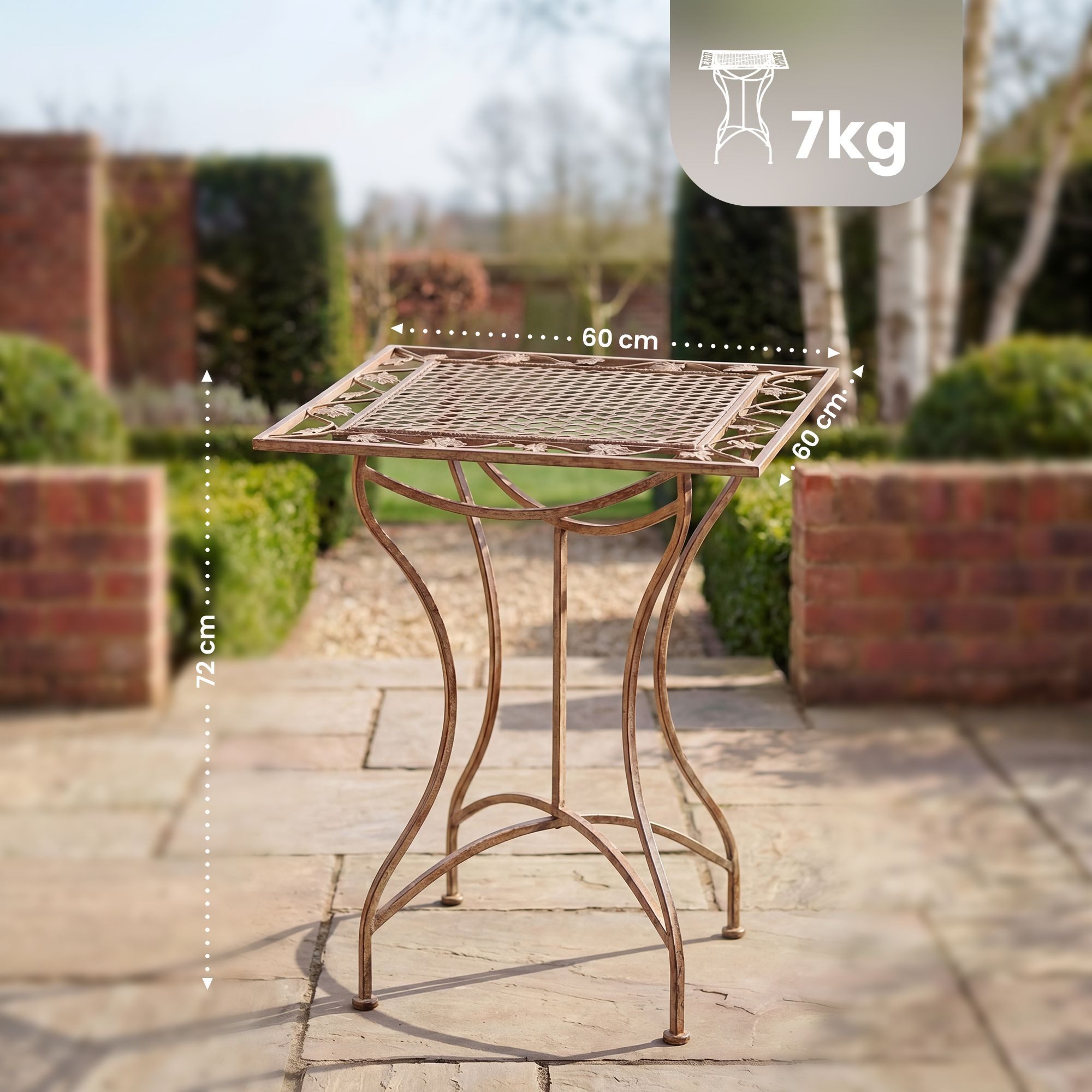 furnicato Beistelltisch Gartentisch Asina 60x60x72 cm antik braun (1-St)