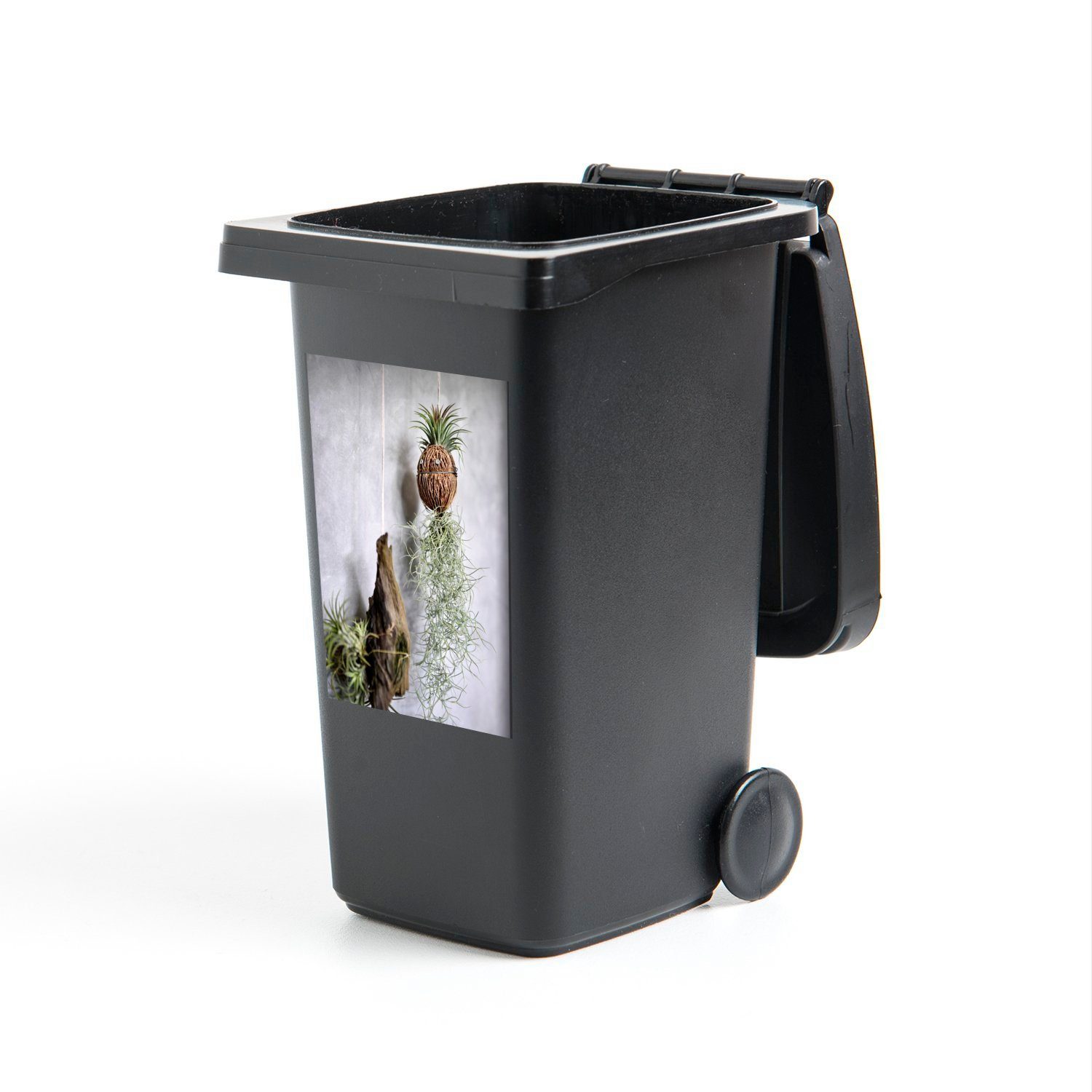 Hängepflanzen St), einer Sticker, Abfalbehälter Ananas MuchoWow Container, (1 in Mülleimer-aufkleber, Mülltonne, Wandsticker Form