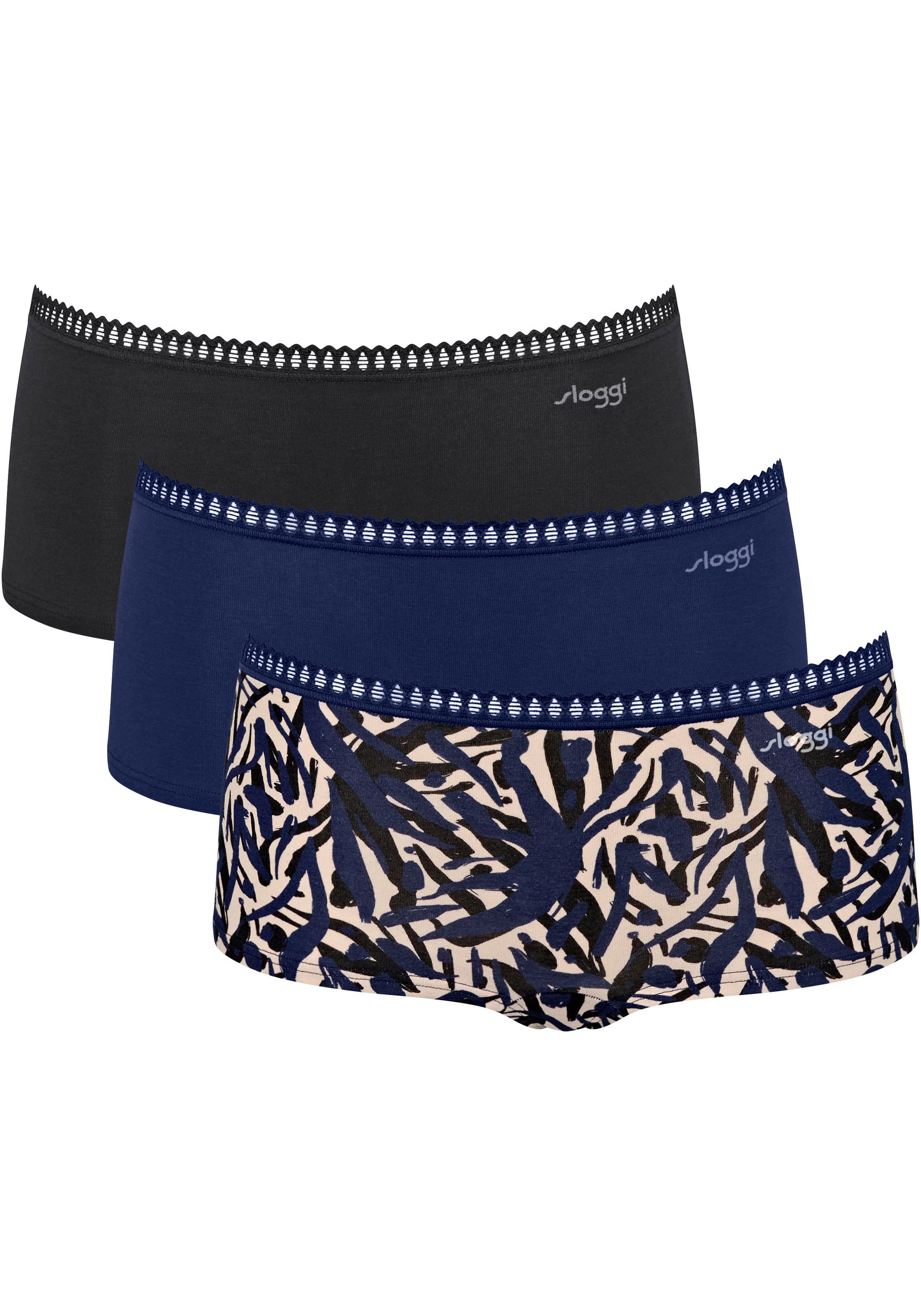 sloggi Retro Pants GO Crush (3er Pack) Spitzendetails, Multipack, Baumwollm günstig online kaufen