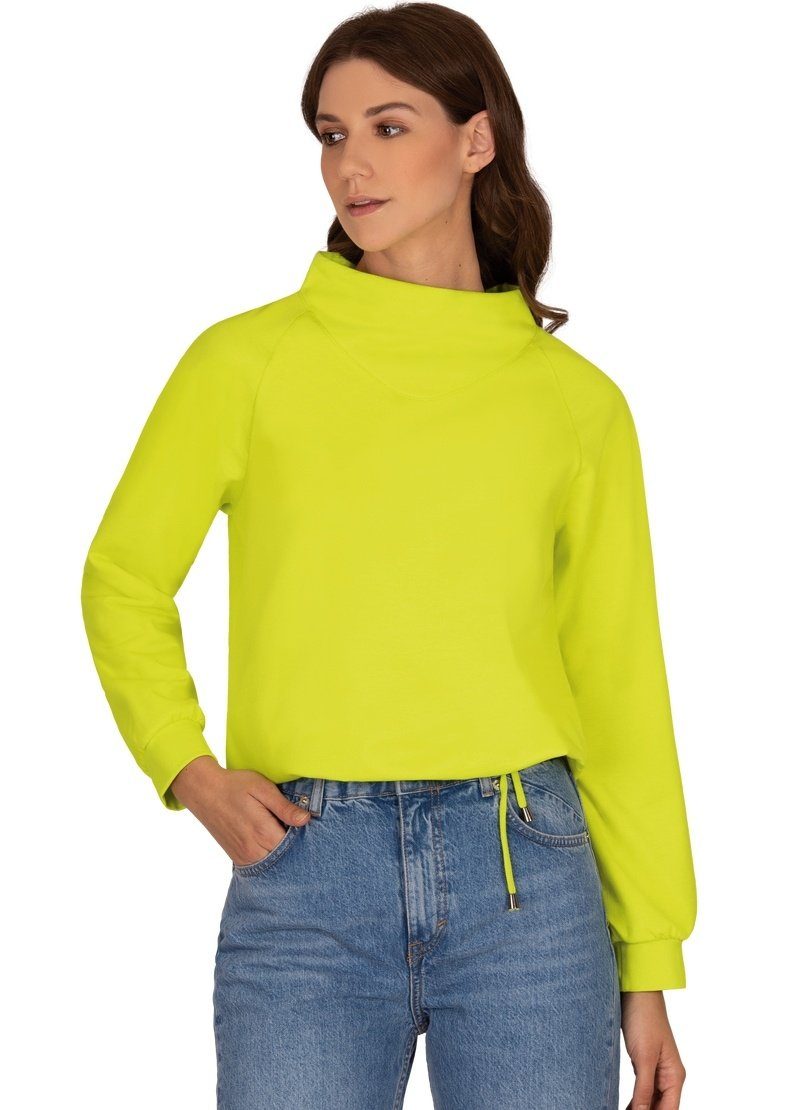 Trigema Sweatshirt TRIGEMA Sweatshirt mit modischem Kragen powergreen