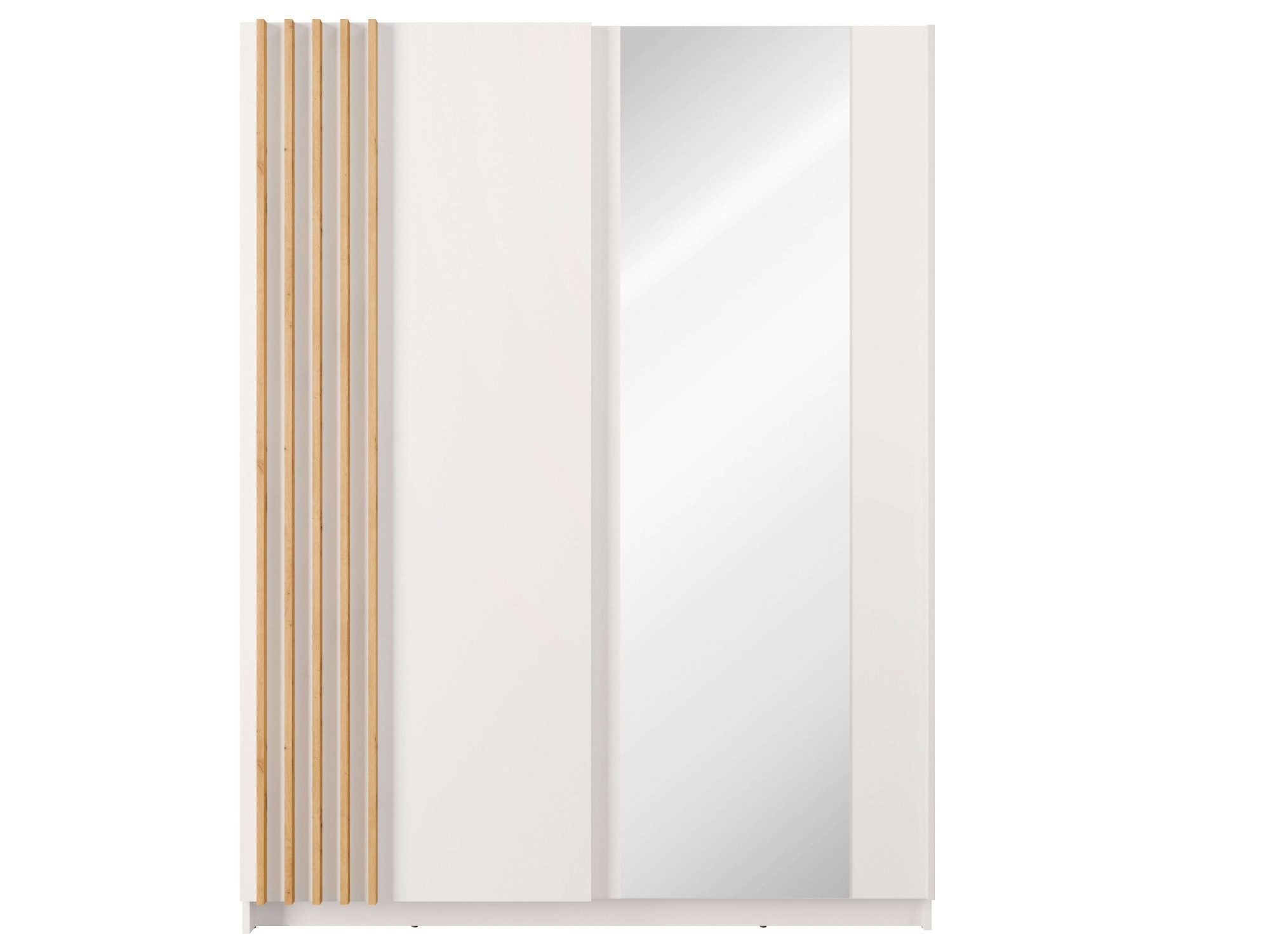 Home affaire Kleiderschrank Kleiderschrank Charisy mit Spiegel, 4 Einlegeböden und Kleiderstange Garderobe mit 2 Schwebetüren und Lamellen, B/H/T 150/198,5/62 cm