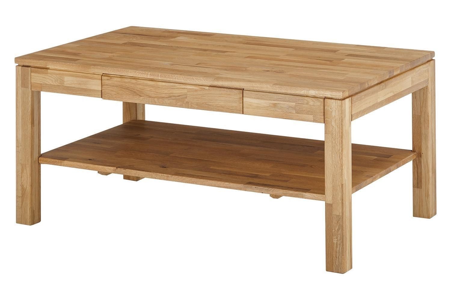 Couchtisch SALEM, Braun, Asteichenholz massiv geölt, Ablagefläche, 1 Schublade, B 115 x H 54 x T 70 cm