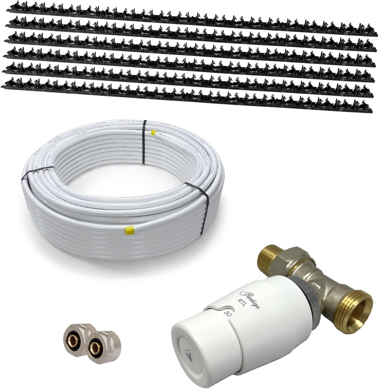 HoWaTech Warmwasserfußbodenheizungen CLAMP Warmwasser Flächenheizung Komplettset RTL, (Komplett Set), Flexible Verlegung