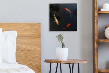 OneMillionCanvasses® Leinwandbild Eine Gruppe von Koi-Karpfen, die im Kreis schwimmen, (1 St), Leinwand Bilder für Wohnzimmer Schlafzimmer