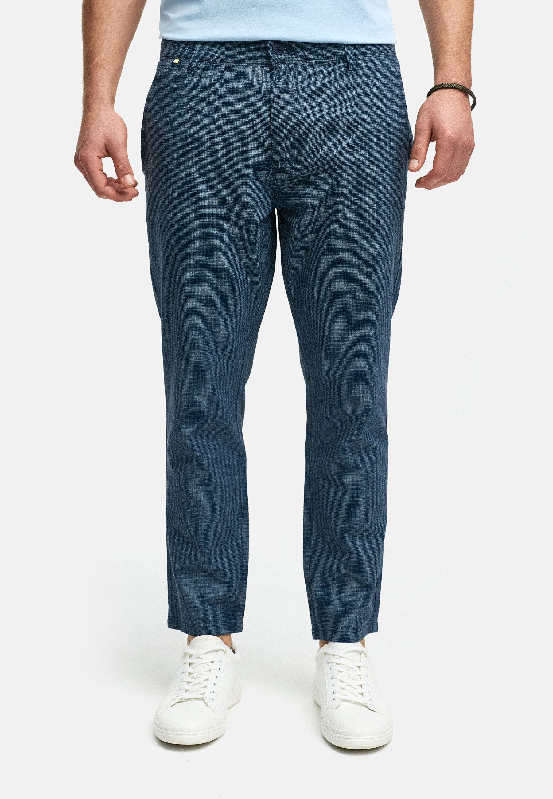 Indicode Leinenhose Herren INNandos Sommerhose Leinen Herrenhose mit elastischem Bund mit Knopf- und Reißverschluss