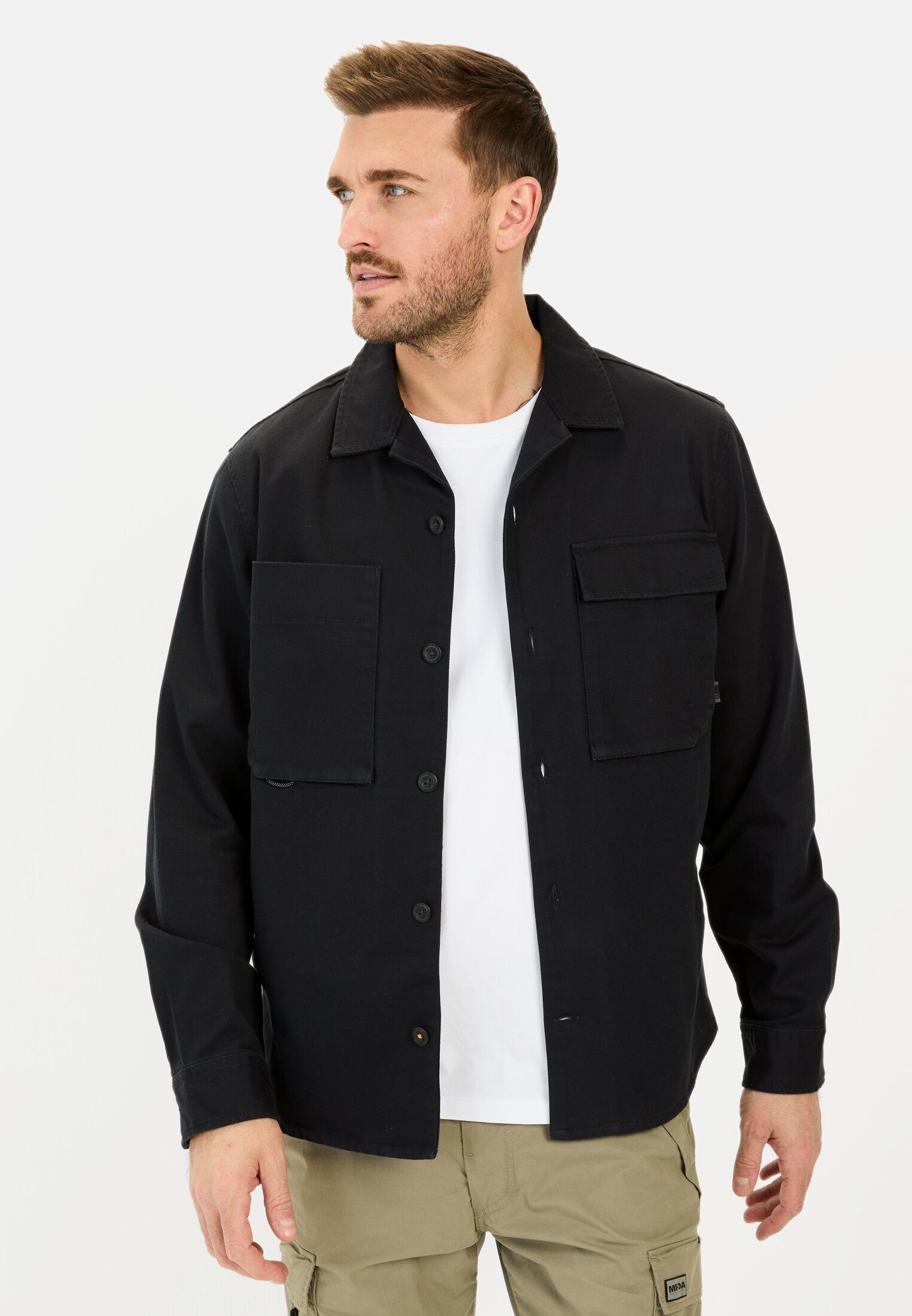 camel active Hemdjacke aus reiner Baumwolle Langarm Hemdblusenkragen Marken günstig online kaufen