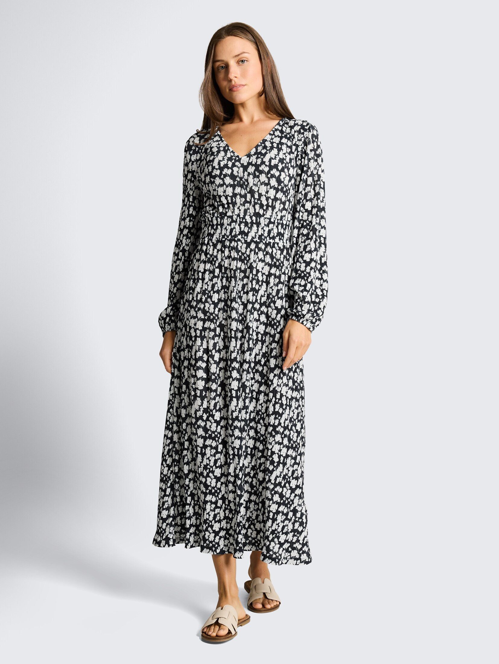 TOM TAILOR Sommerkleid Kleider & Jumpsuits Crinkle Midi-Kleid mit Muster günstig online kaufen