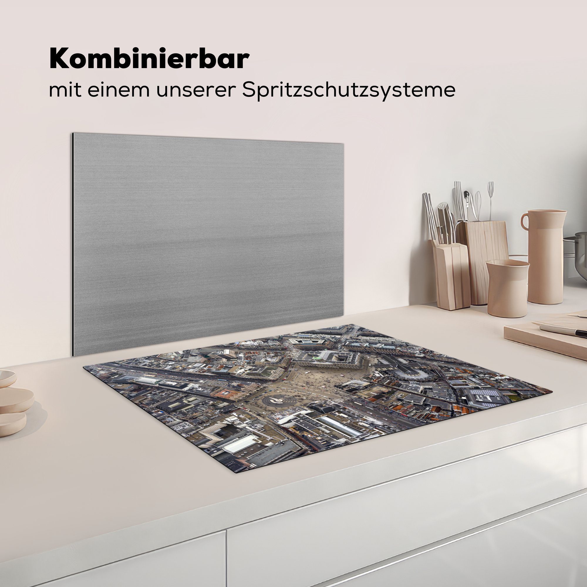 Vinyl, des (1 Luftaufnahme MuchoWow cm, die tlg), auf Ceranfeldabdeckung Induktionskochfeld Herdblende-/Abdeckplatte Damm, 71x52 küche, Schutz Palastes dem für