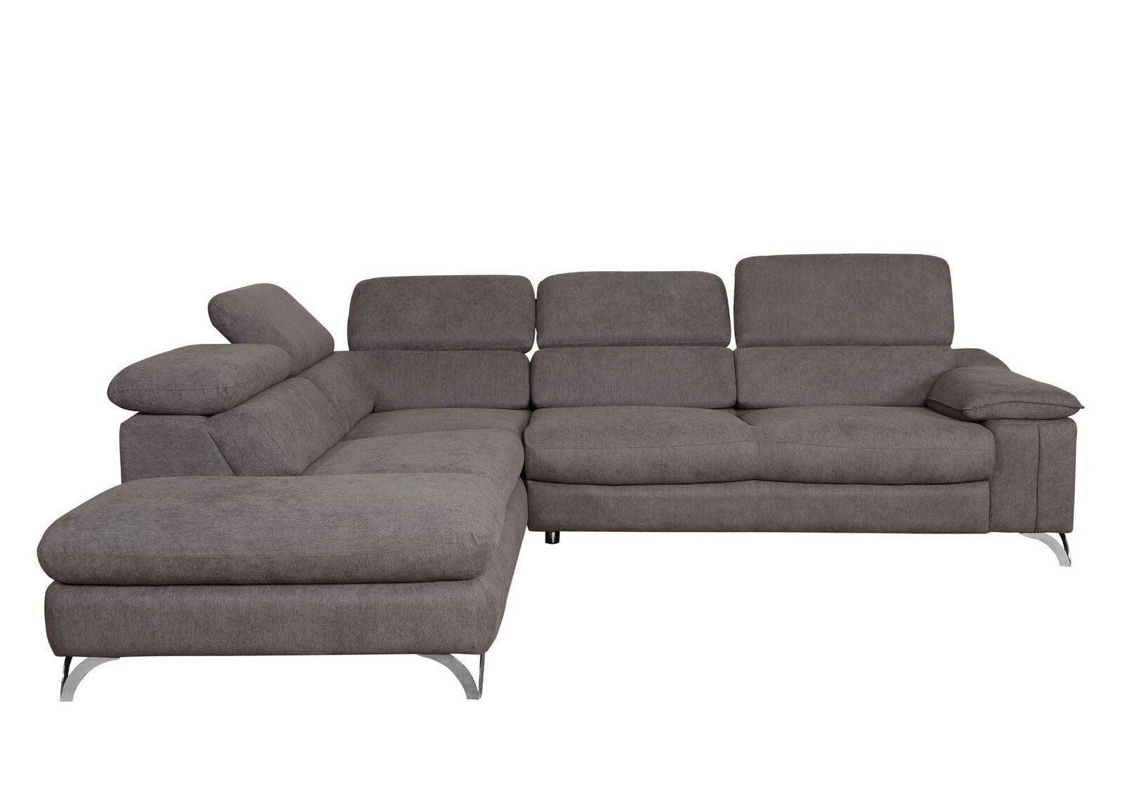 JVmoebel Sofa Graues Designer Ecksofa L-form Bettfunktion Couch Leder Textil Sofa, Made in Europe