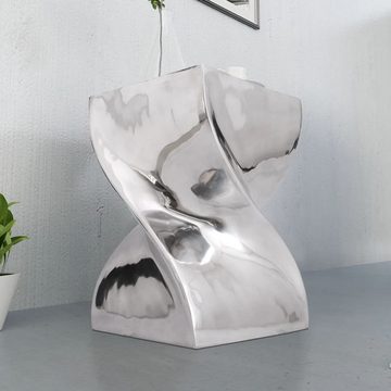 furnicato Couchtisch Hocker/Beistelltisch Verdrehte Form Silbern Aluminium