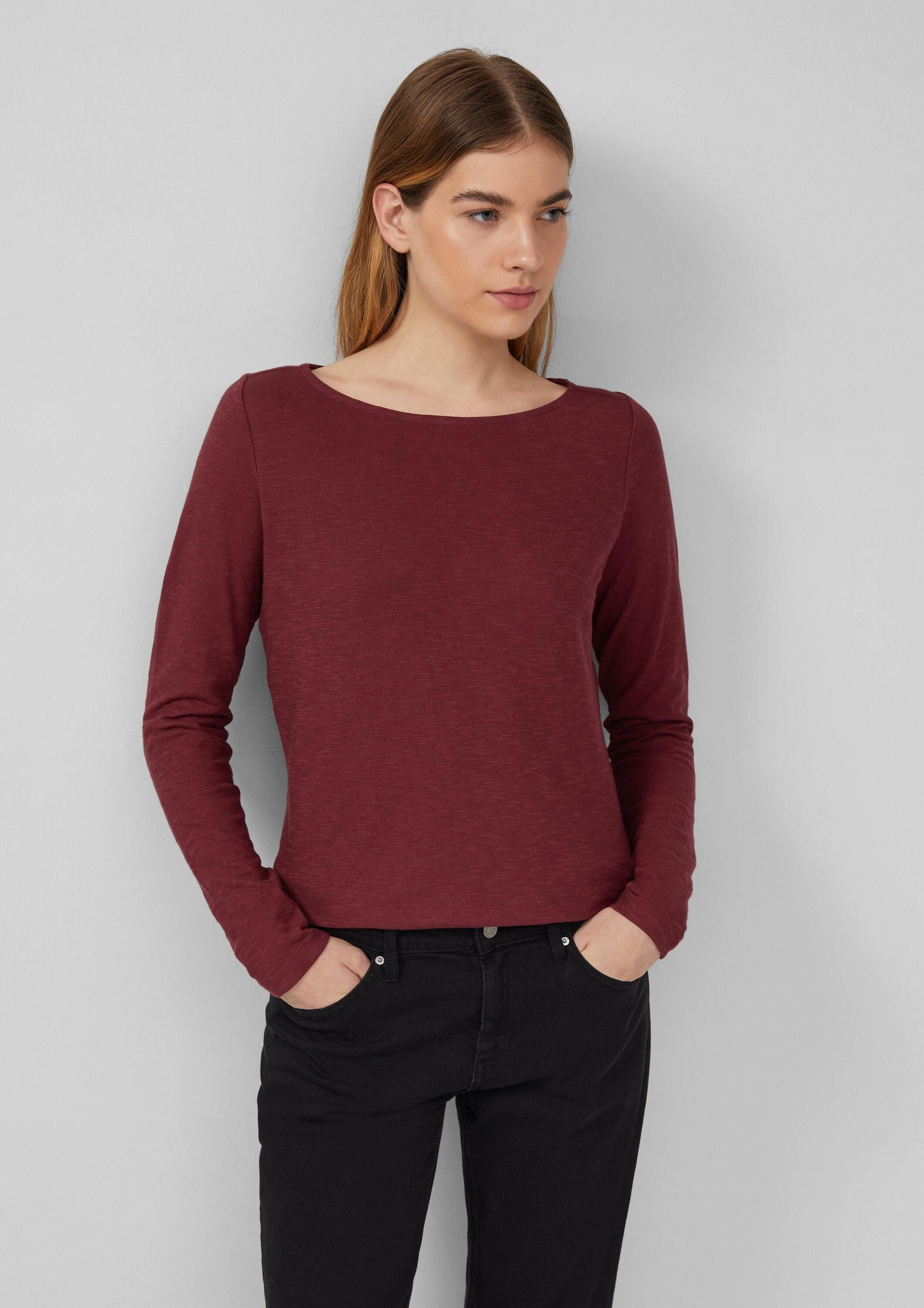 s.Oliver Langarmshirt T-Shirt Slim-Fit-Longsleeve aus Baumwollslub mit U-Bo günstig online kaufen
