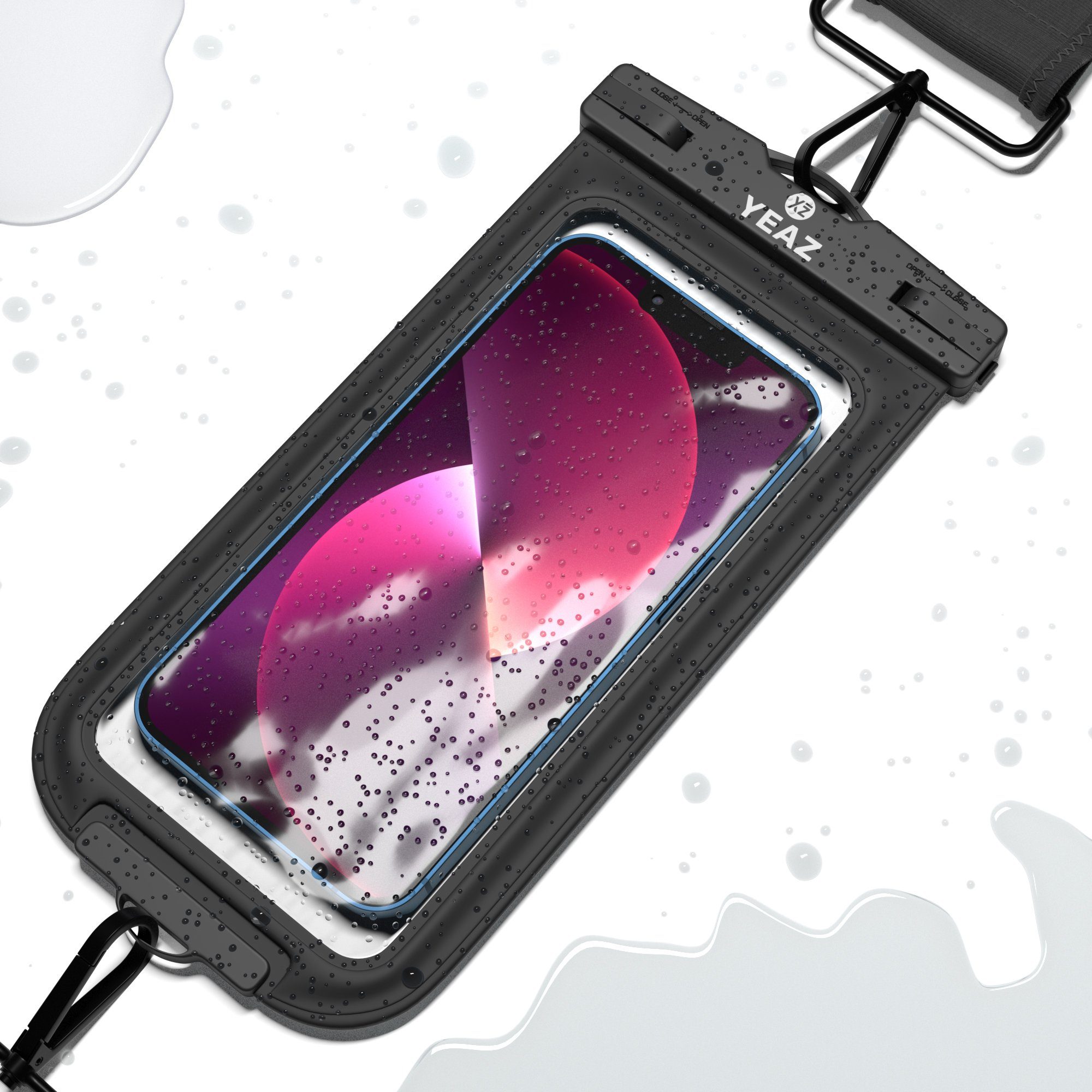 YEAZ Case zum Umhängen OCEAN SHOT Neopren-Gurt mit Handytasche, Neopren-Gurt mit Handytasche