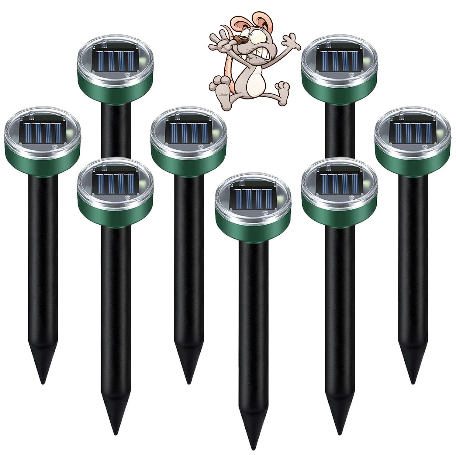 Ultraschall-Tierabwehr Ultraschall-Tierabwehr Maulwurf-Vertreiber Ultraschall Wühlmäuse 8 Stk