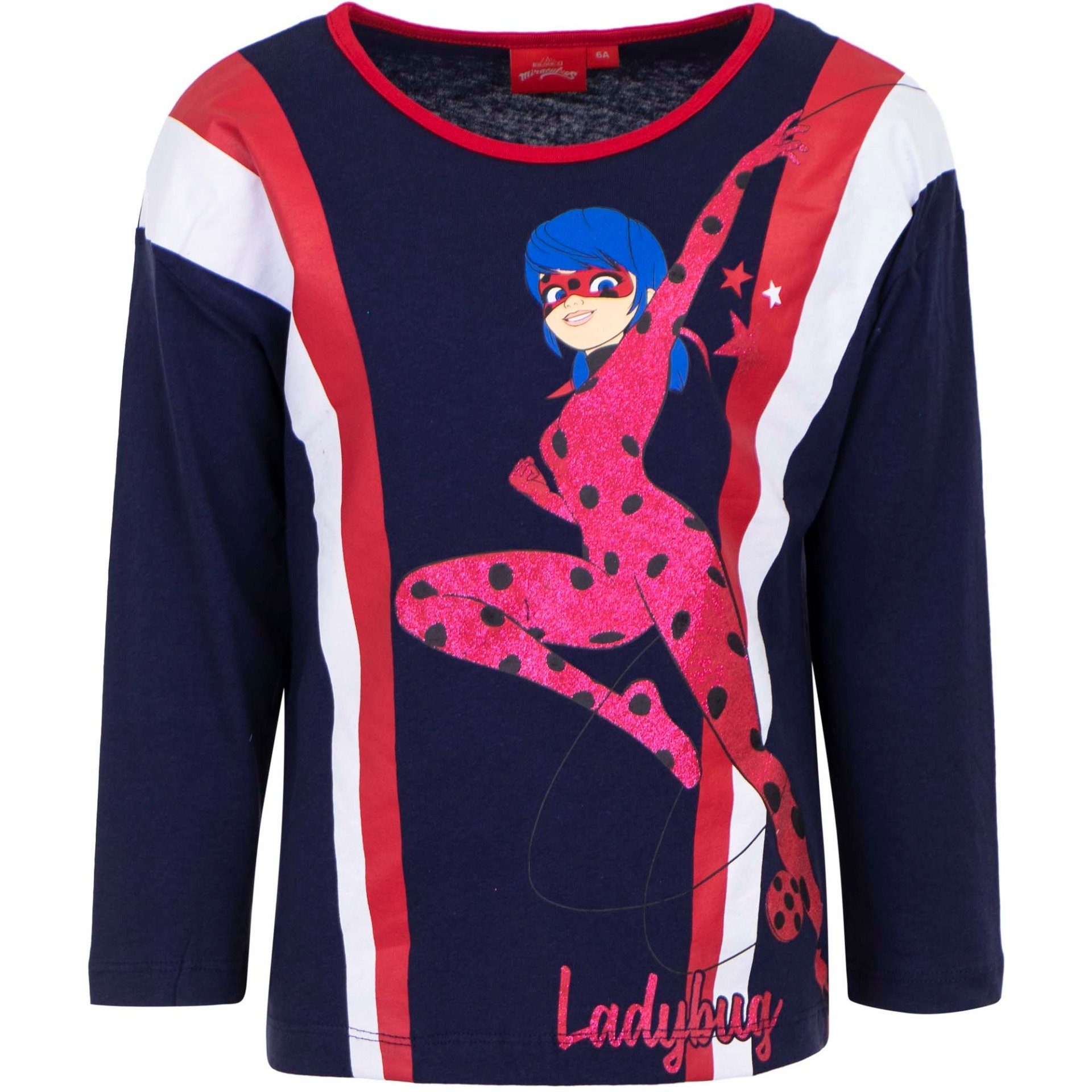 Miraculous - Ladybug Langarmshirt »Kinder Mädchen Shirt« Gr. 104 bis 128,  100% Baumwolle, in Dunkelblau oder Weiß online kaufen | OTTO