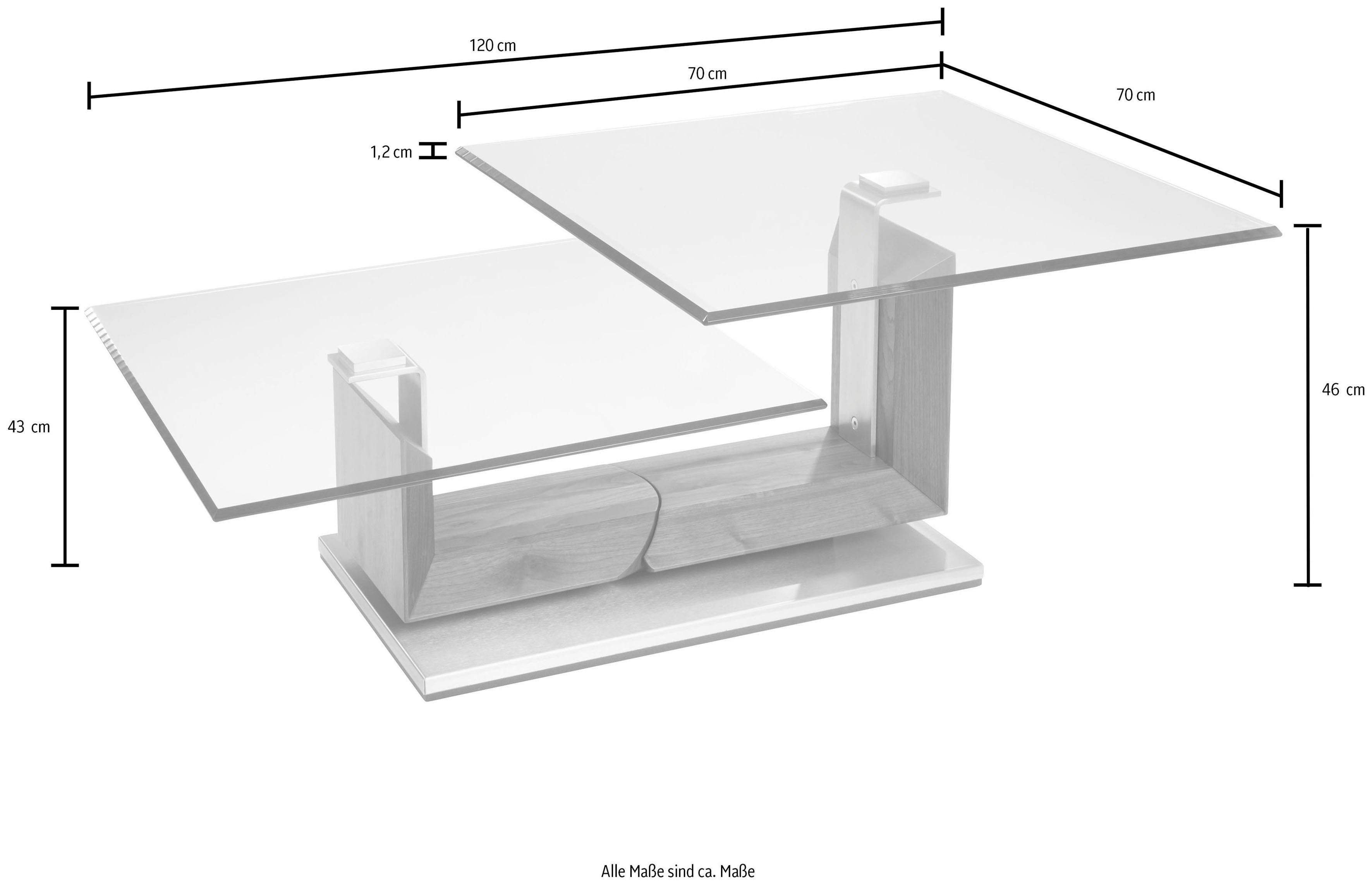 Couchtisch schwenkbarem Gestell HASSE mit MÖBEL 7170, COLLECTION Asteiche