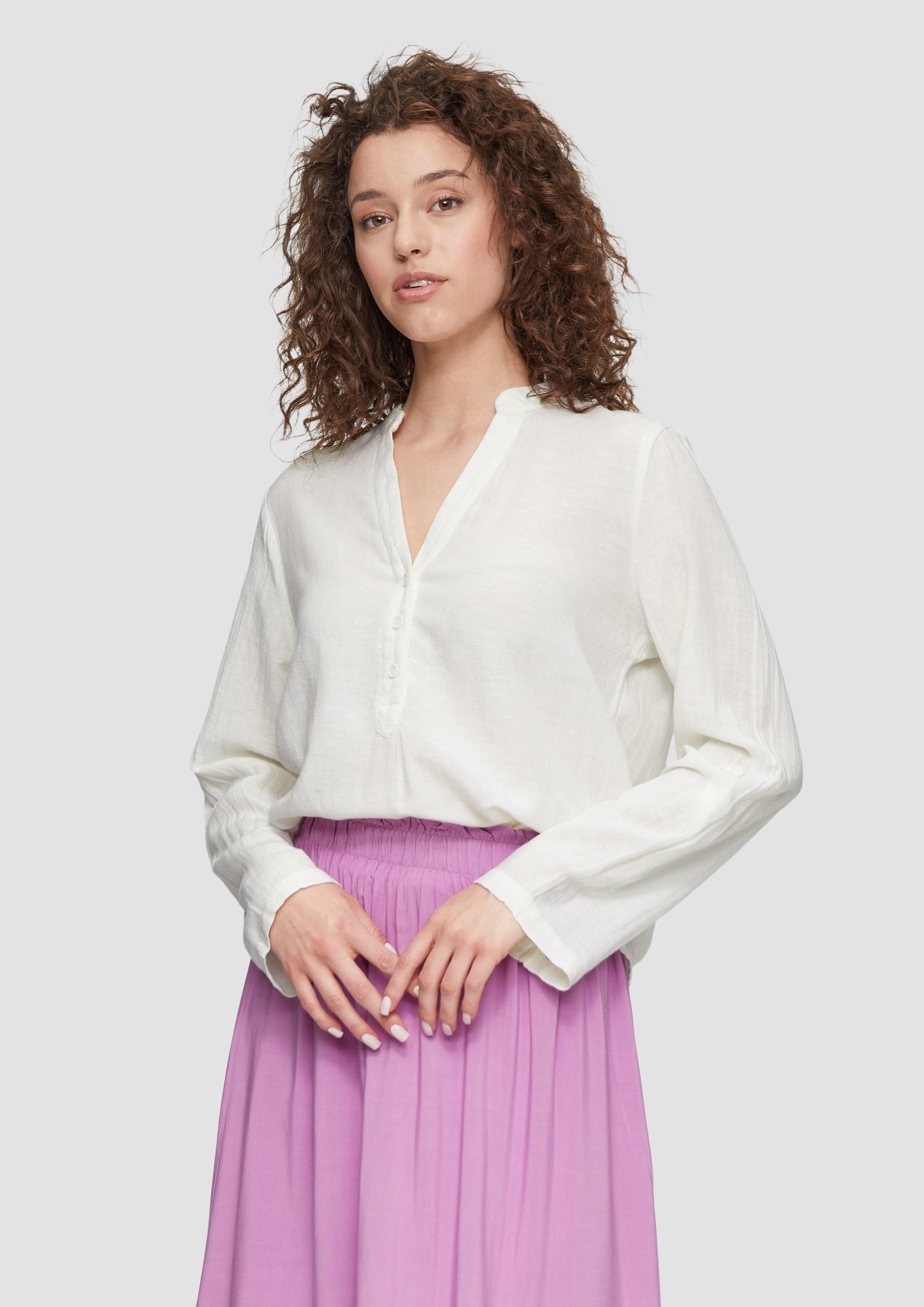 Langarmbluse Bluse aus Leinenmix