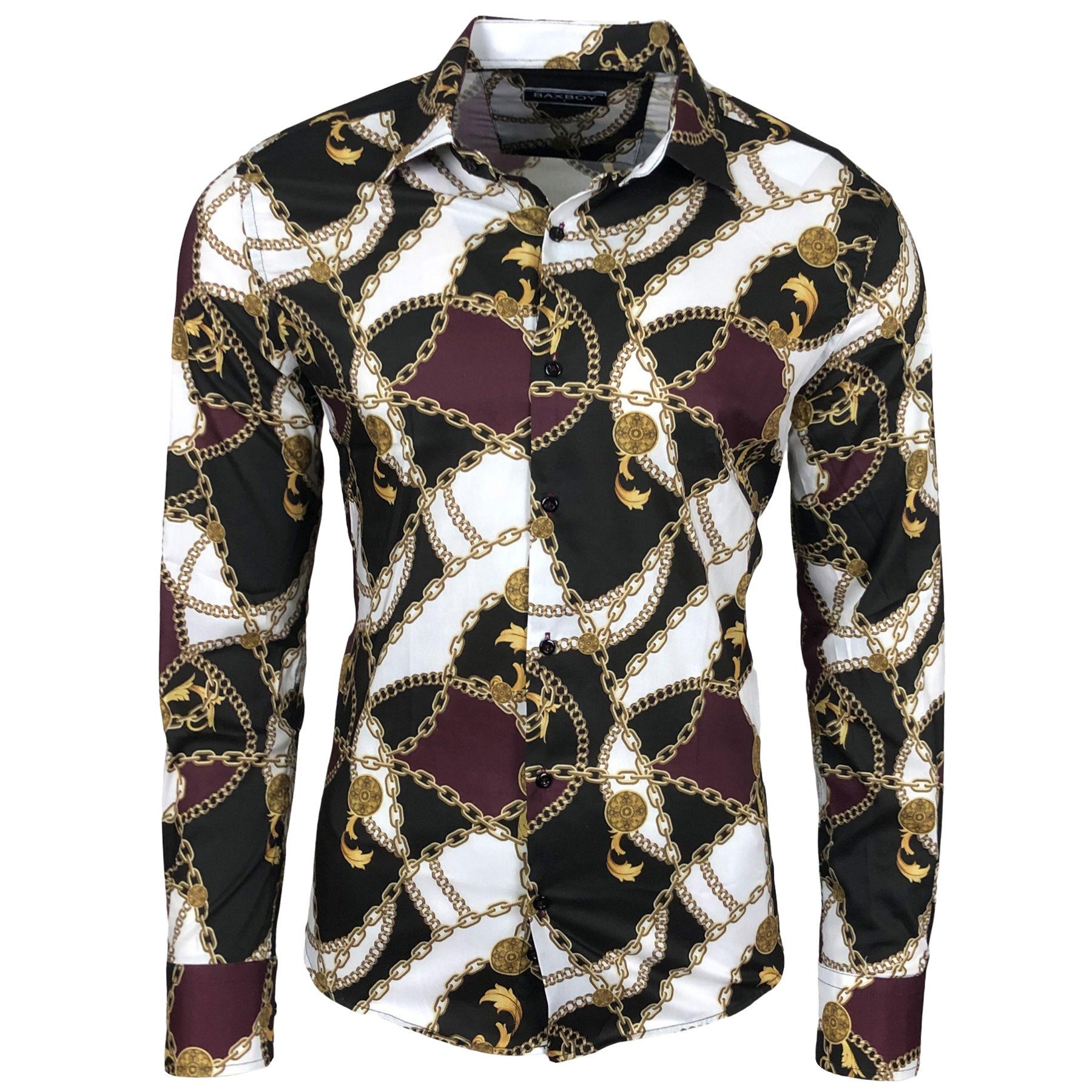 Baxboy Langarmhemd Baxboy Herren Hemd Freizeitshemd Langarm Blumen Casual S günstig online kaufen
