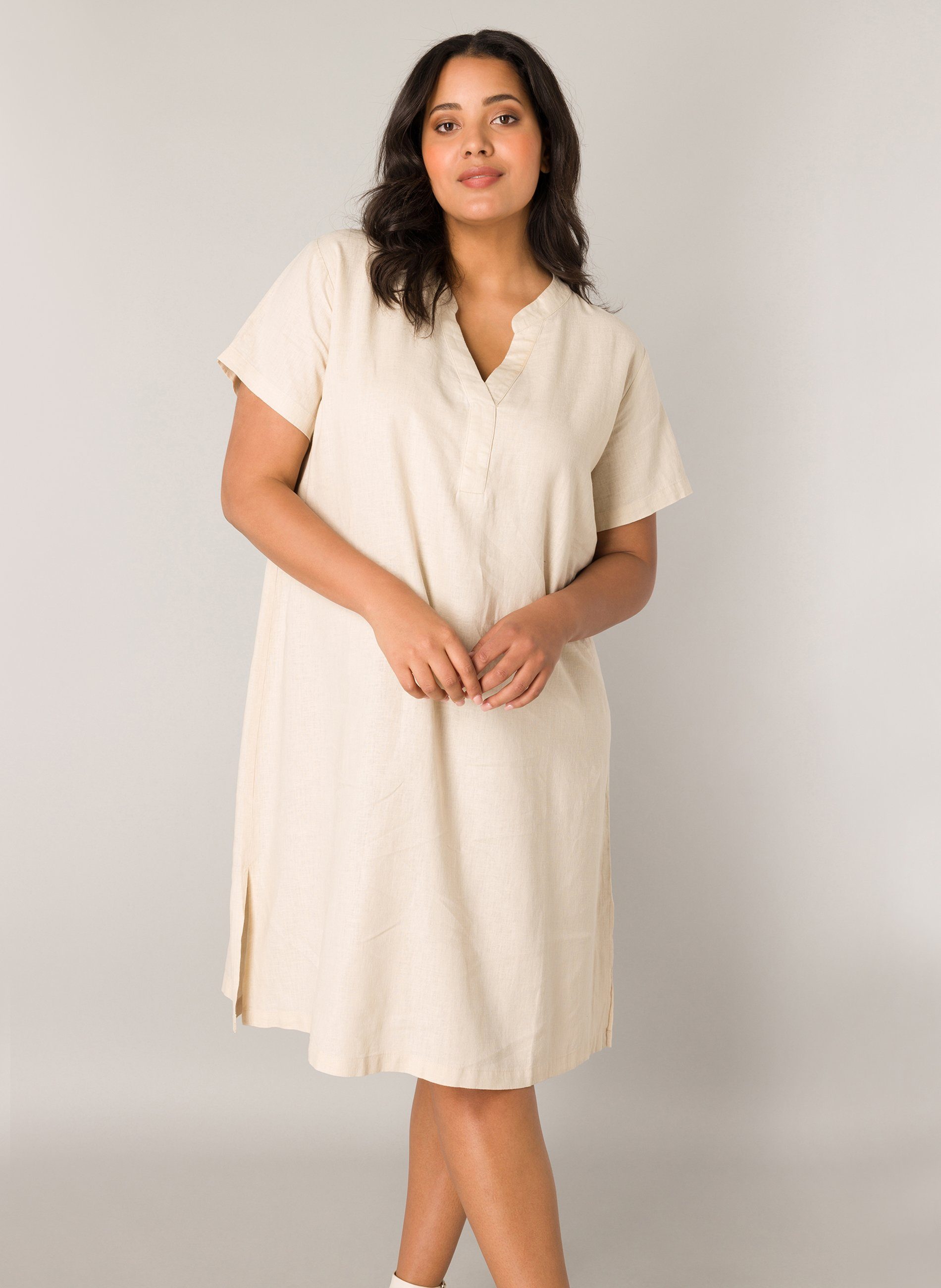 Base Level Curvy Tunikakleid Yacinthe mit Leinen