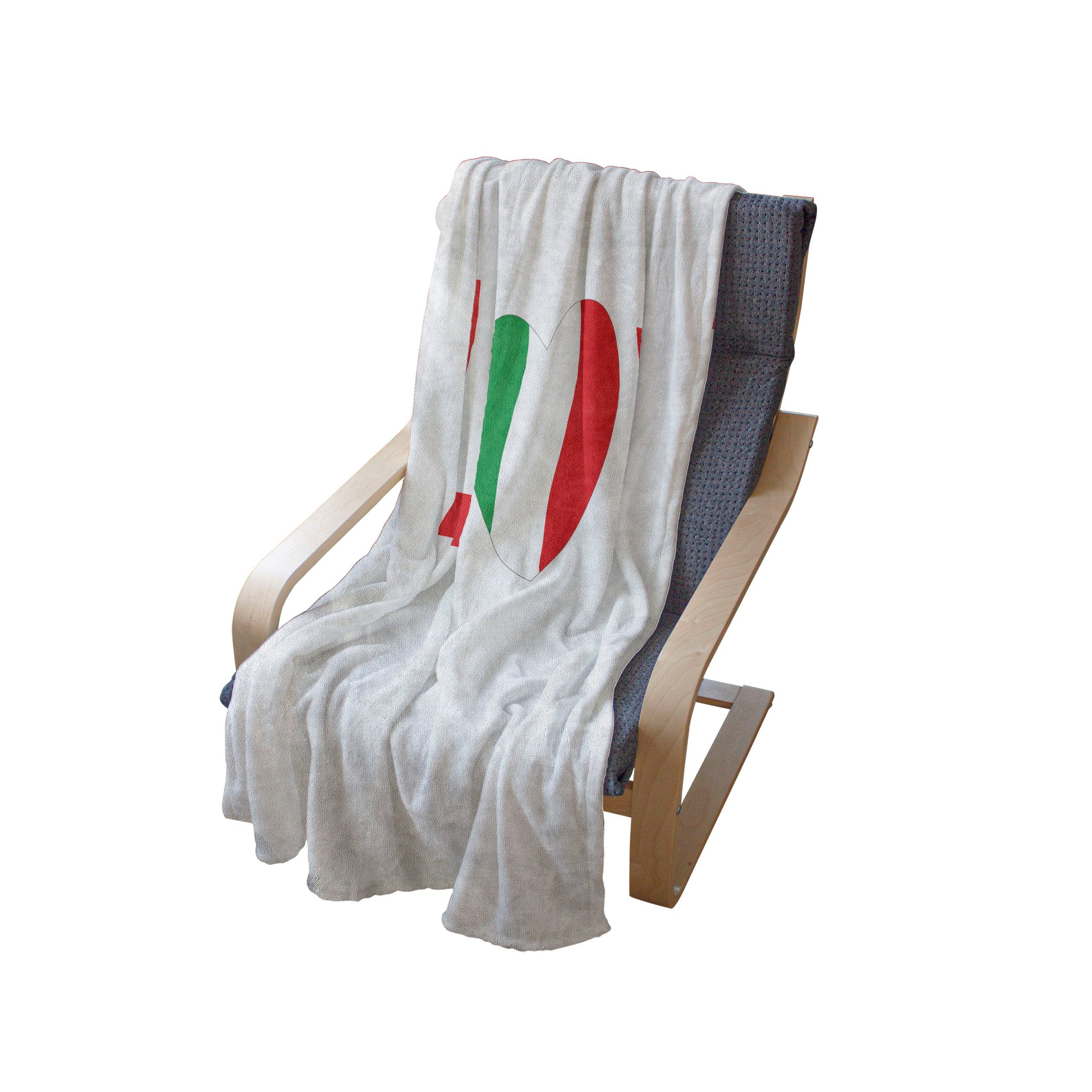 Plüsch Italien Außenbereich, italienischer und Liebe-Zeichen für den mit Wohndecke Gemütlicher Flagge Innen- Abakuhaus,
