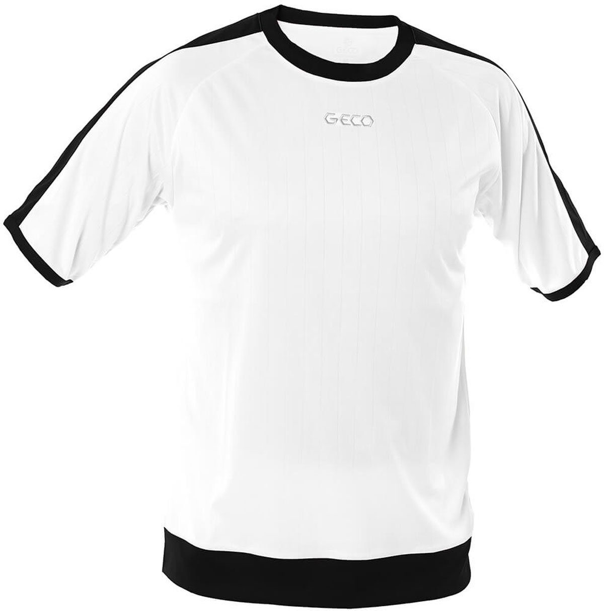 Geco kurzarm Fußball zweifarbig Sportswear NOTOS Geco Fußballtrikot weiß/schwarz Trikot