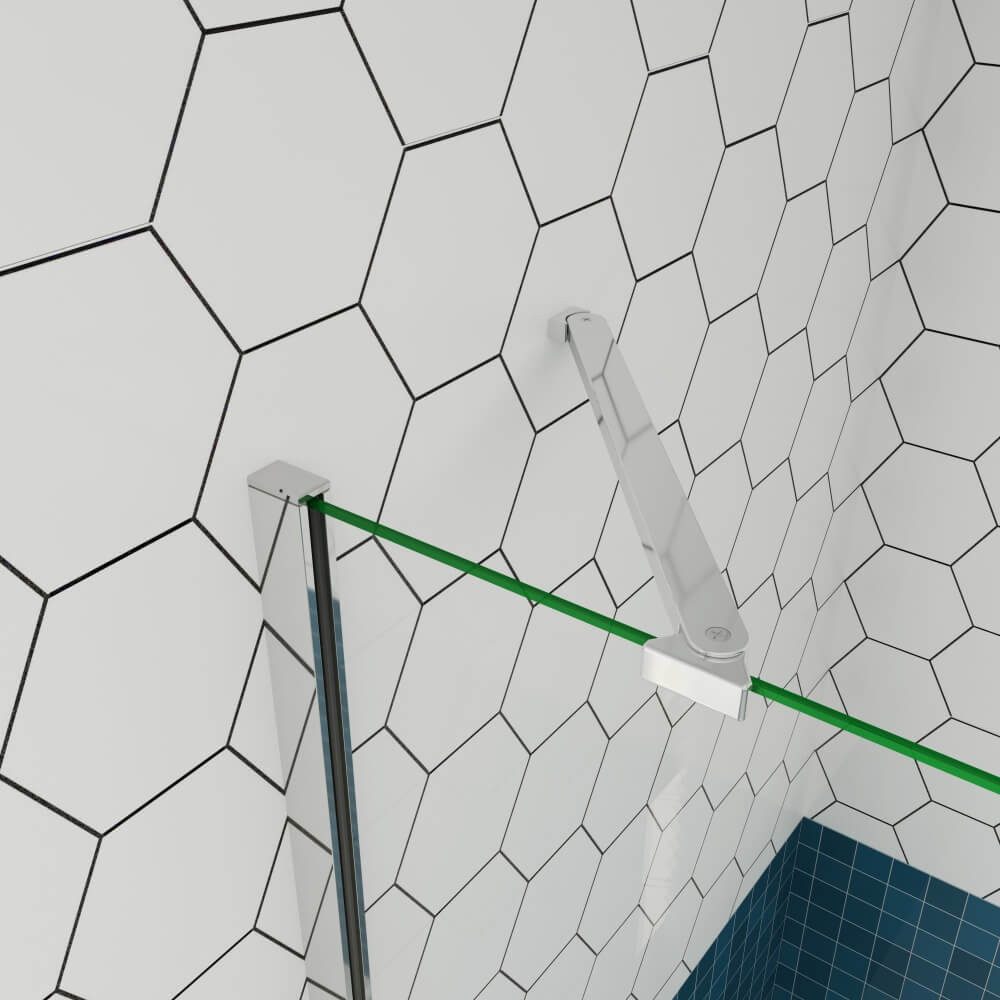 AICA Eckdusche 195cm 6mm ESG Scharniertür Duschtür Duschkabine Chrom mit Seitenwand, BxT: 76x70 cm, ebenerdiger Einbau möglich,inkl. Armaturen, klare Optik,mit Drehtür