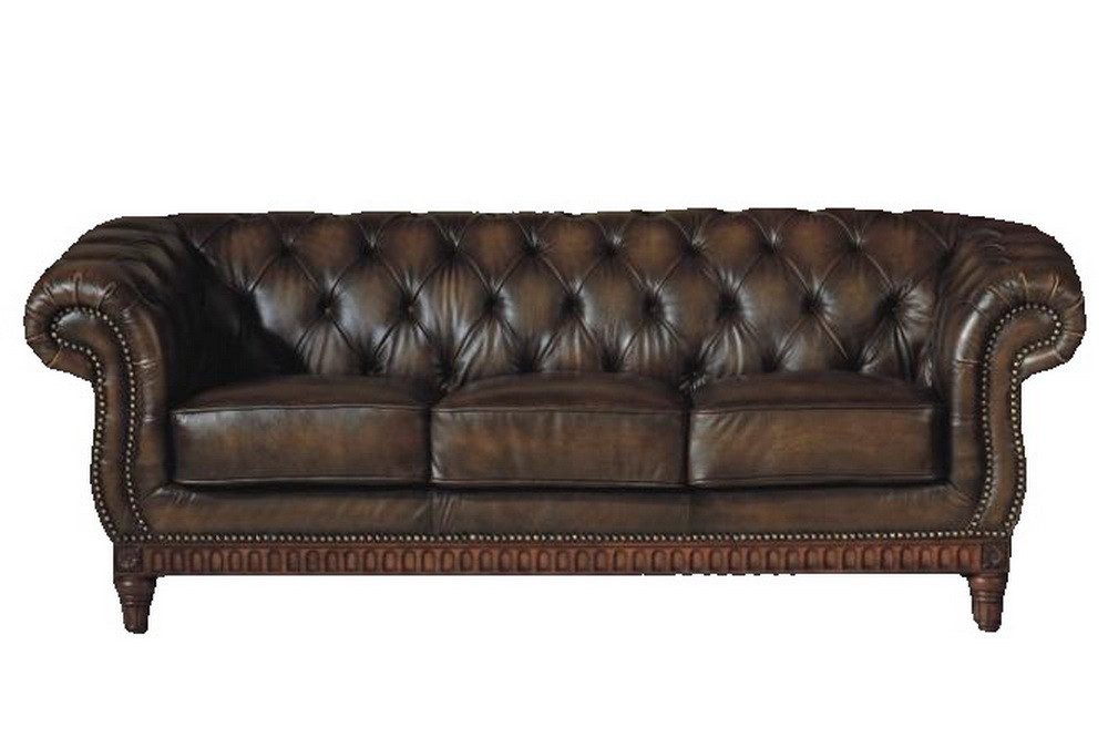 Salottini Chesterfield-Sofa 3er Sofa Chesterfield 3-Sitzer Couch London Ledersofa Garnitur