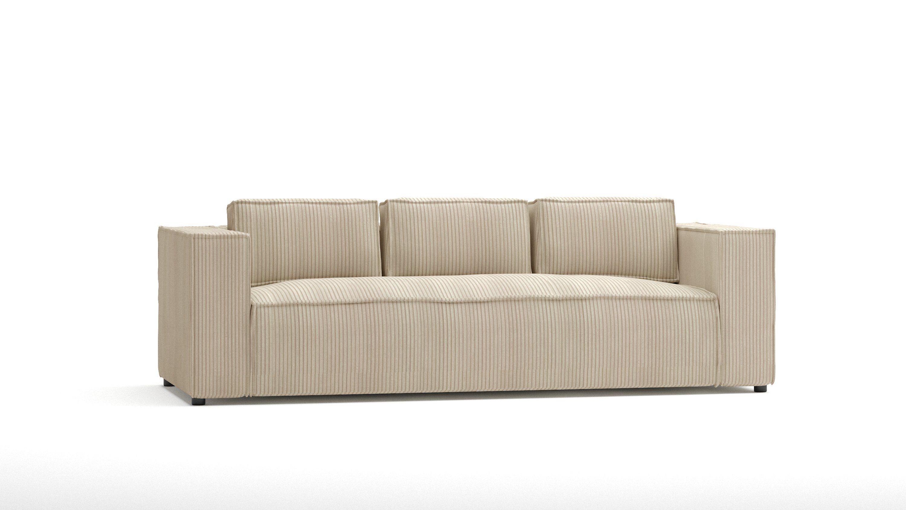 3-Sitzer sofa mit Teile, Renne, Cord S-Style Möbel Wellenfederung 1 Beige