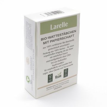Larelle Wattestäbchenspender Larelle Bio Wattestäbchen 200 Stück mit Papierschaft, GOTS Ecocert