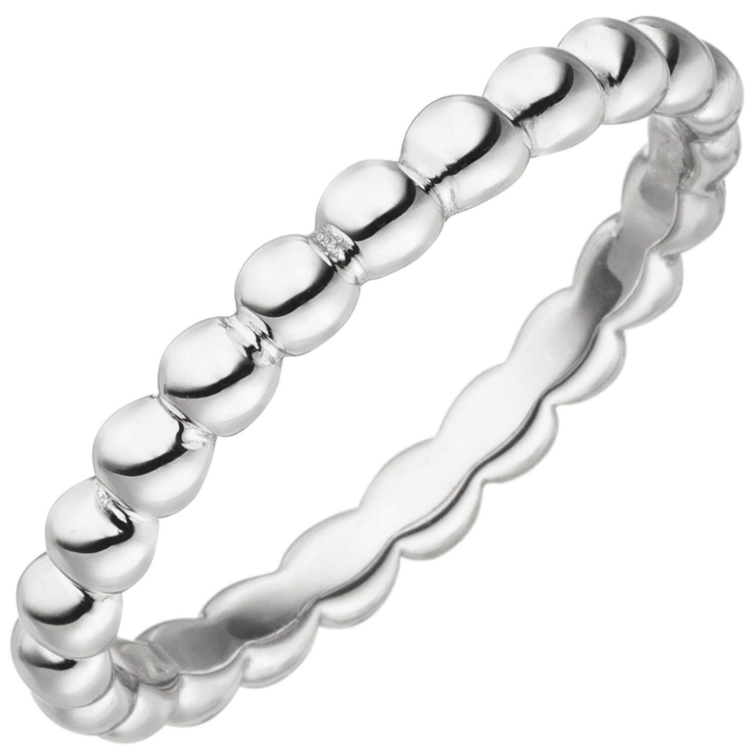 Schmuck Krone Silberring Kugelring aus 925 Silber rhodiniert, Silber 925