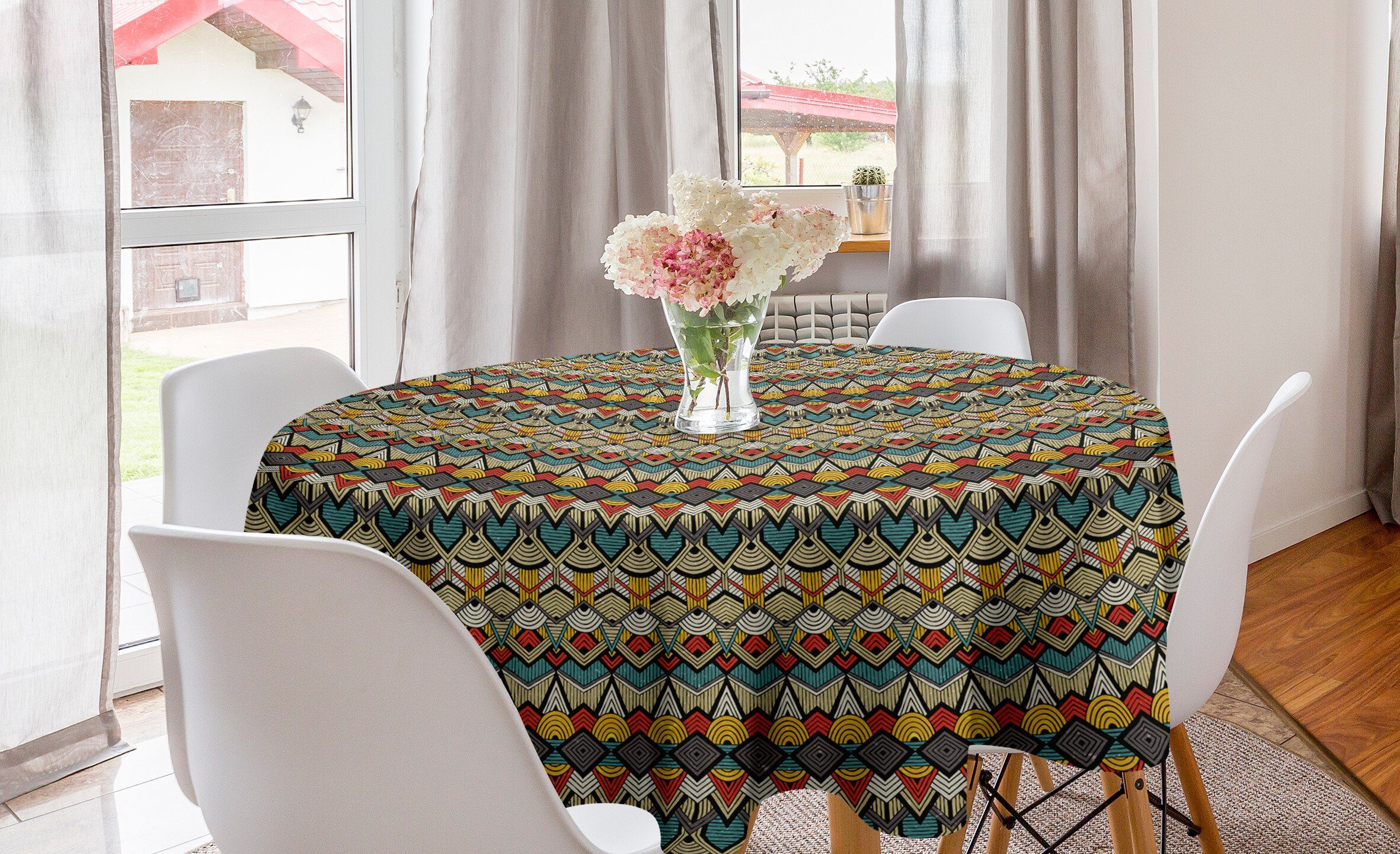 Küche Sharp für Tischdecke Volkskunst Abdeckung Dekoration, afrikanisch Kreis Abakuhaus Esszimmer Motive Tischdecke