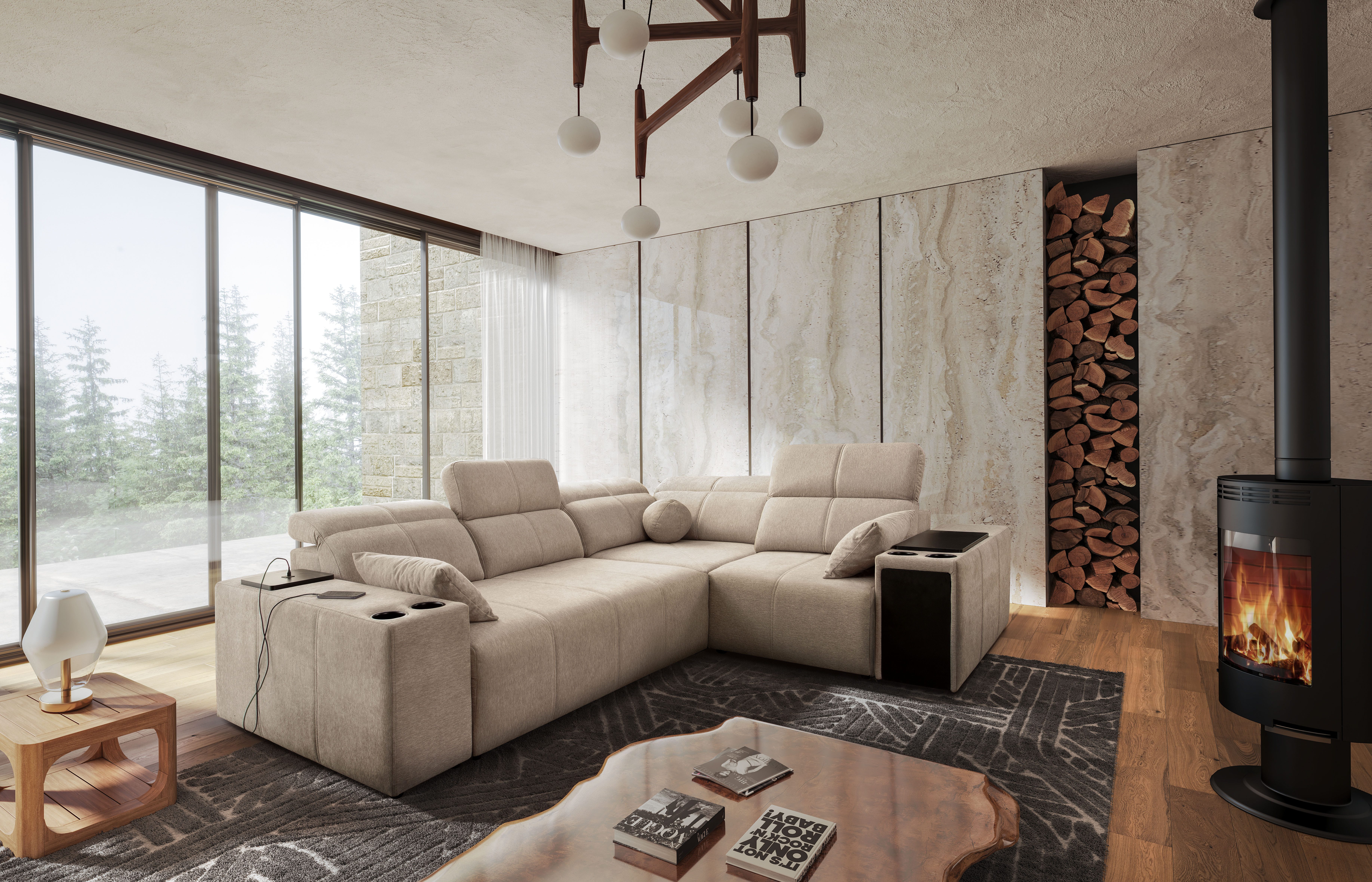 Kaiser Möbel Ecksofa mit Schlaffunktion, USB, Mindy II, Stoff Verita, Ecksofa, mit Relaxfunktion