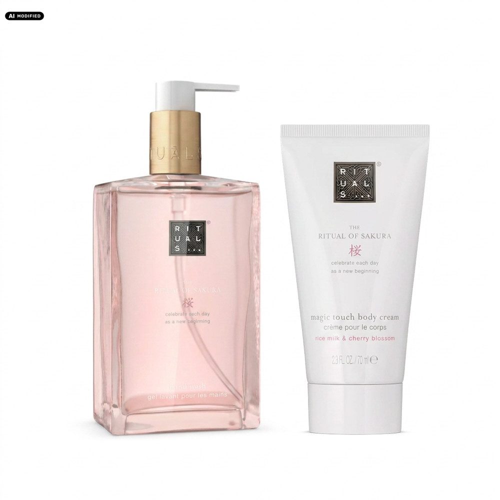 Rituals Flüssigseife Rituals The Ritual of Sakura Hand Wash Body Cream Pflege Duo, Pflege Duo für Hände und Körper im Sakura Duft