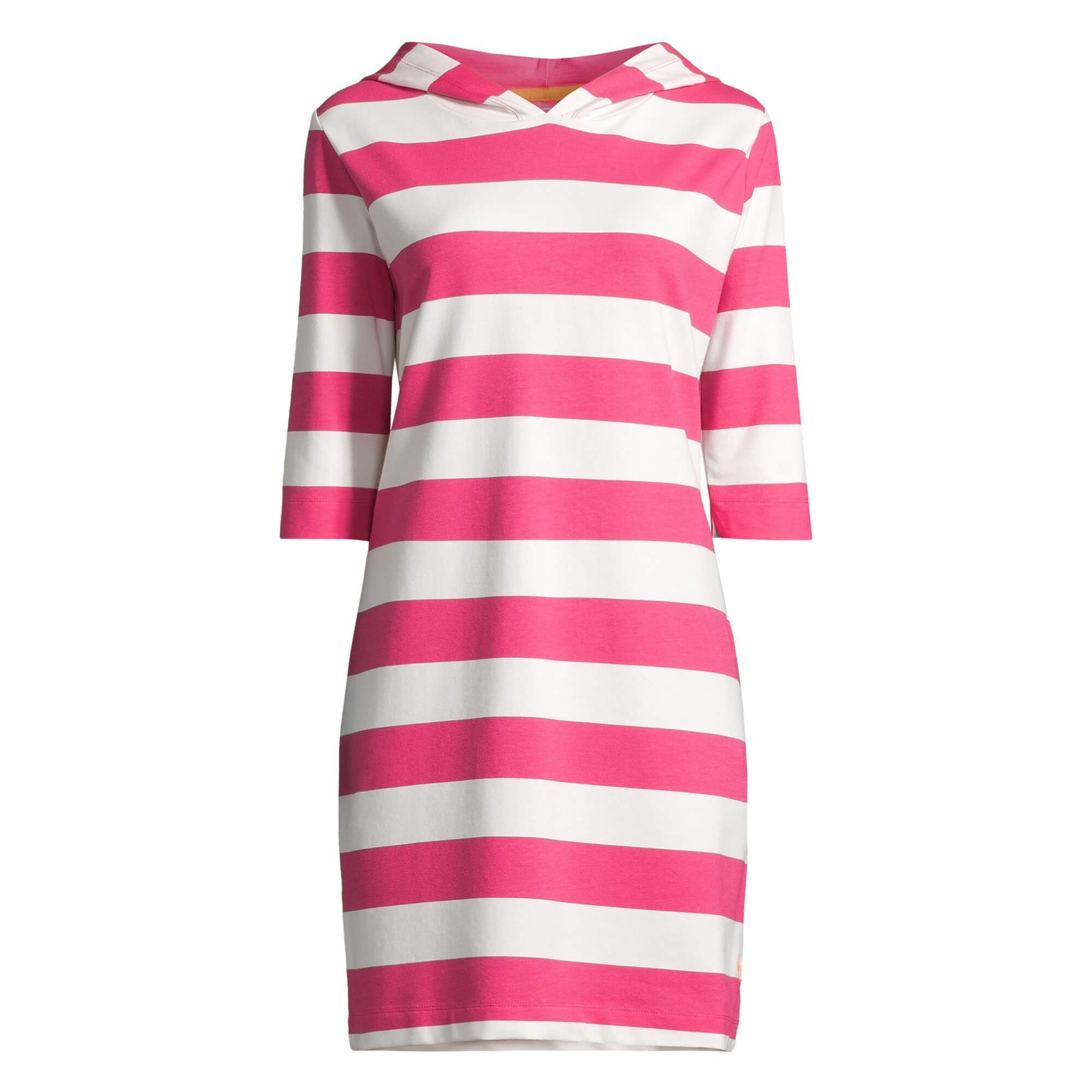 salzhaut Shirtkleid Damen Hoodie-Kleid Kapuzenkleid Löövstick Block-Streifen 3/4-Arm offwhite / pink