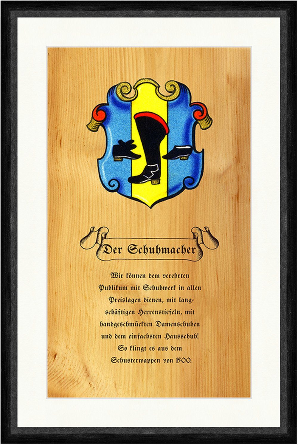 Kunstdruck Der Schuhmacher Shoemaker Cobbler Zirbenholz Nostalgieschild Faks_Zunf, (1 St)