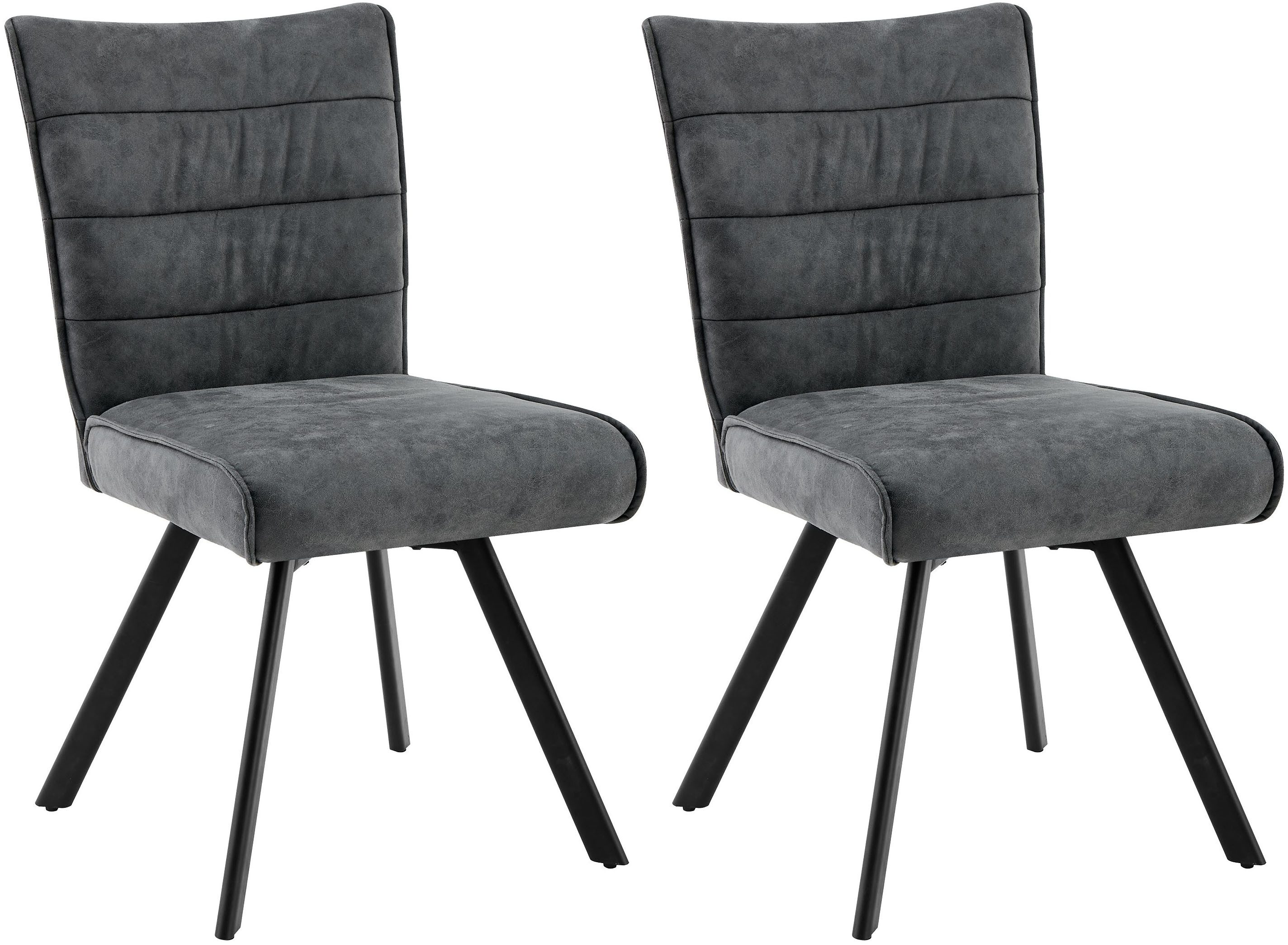 byLIVING Esszimmerstuhl ROBBIE (Set, 2 St), Microfaser, 360° drehbar, Taschenfederkern,Steppung Rücken, Keder