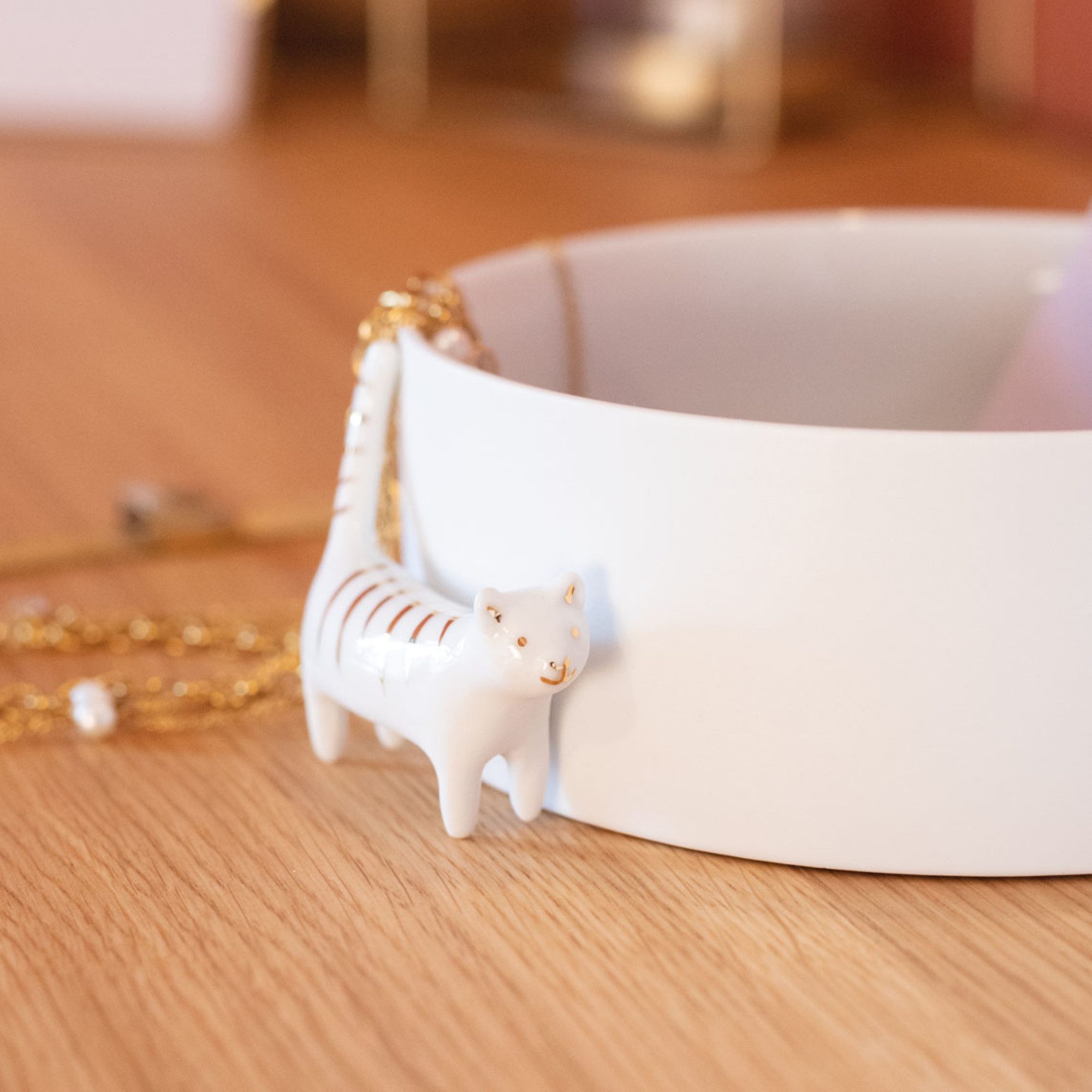 Räder Dekoschale räder Porzellangeschichten Schale Katze Weiß Gold
