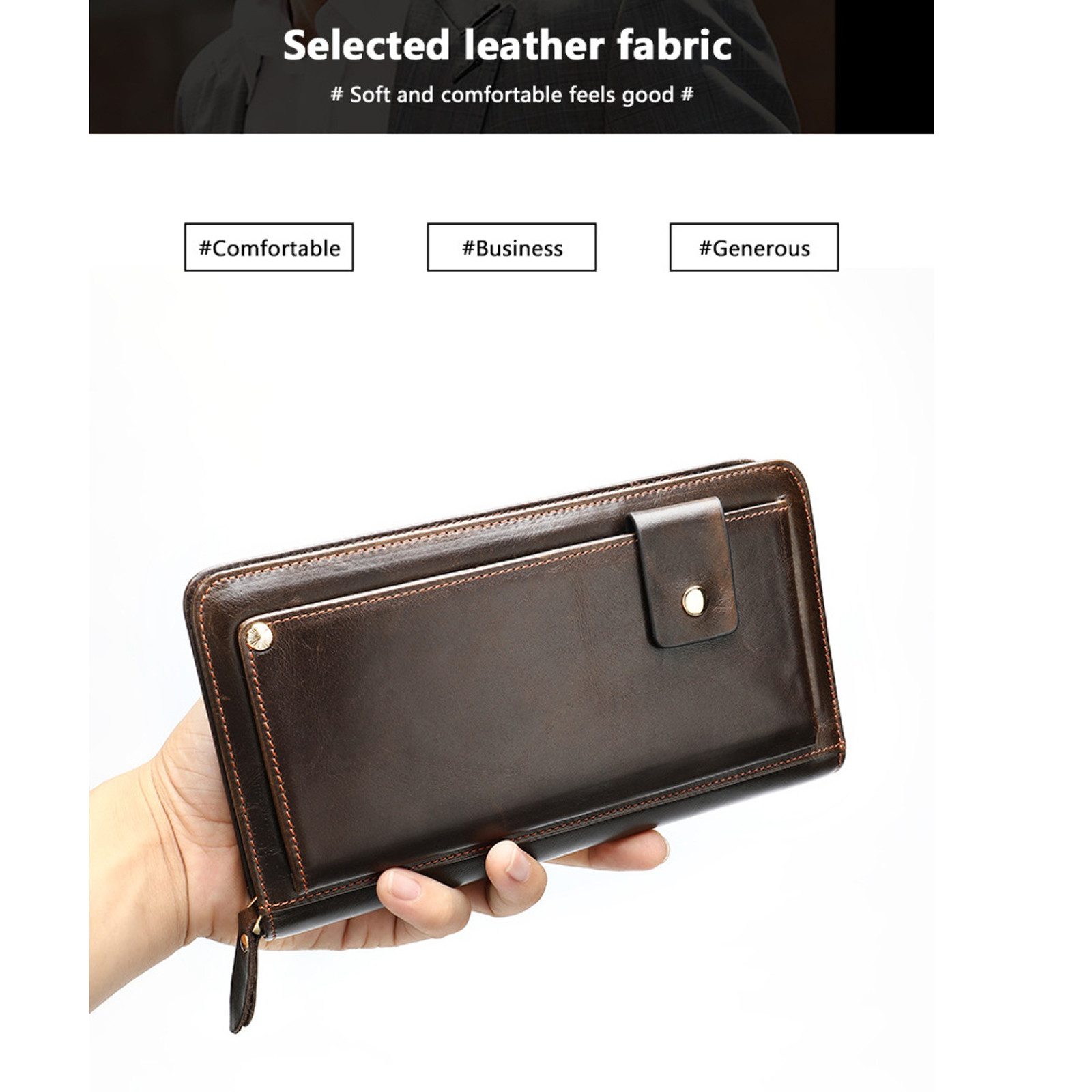 YUBRO-STUDIO Clutch Herren Geldbörse Echtleder Großes günstig online kaufen