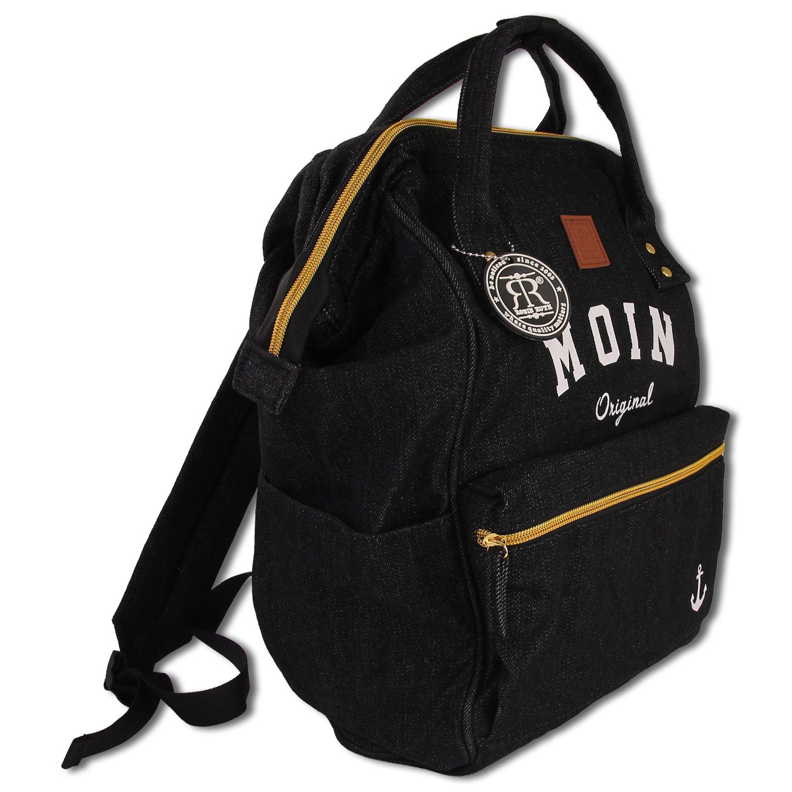 Robin Ruth Freizeitrucksack Robin Ruth Rucksack Baumwolle schwarz weiß, Damen, Herren Rucksack Baumwolle, schwarz, weiß ca. 40cm hoch