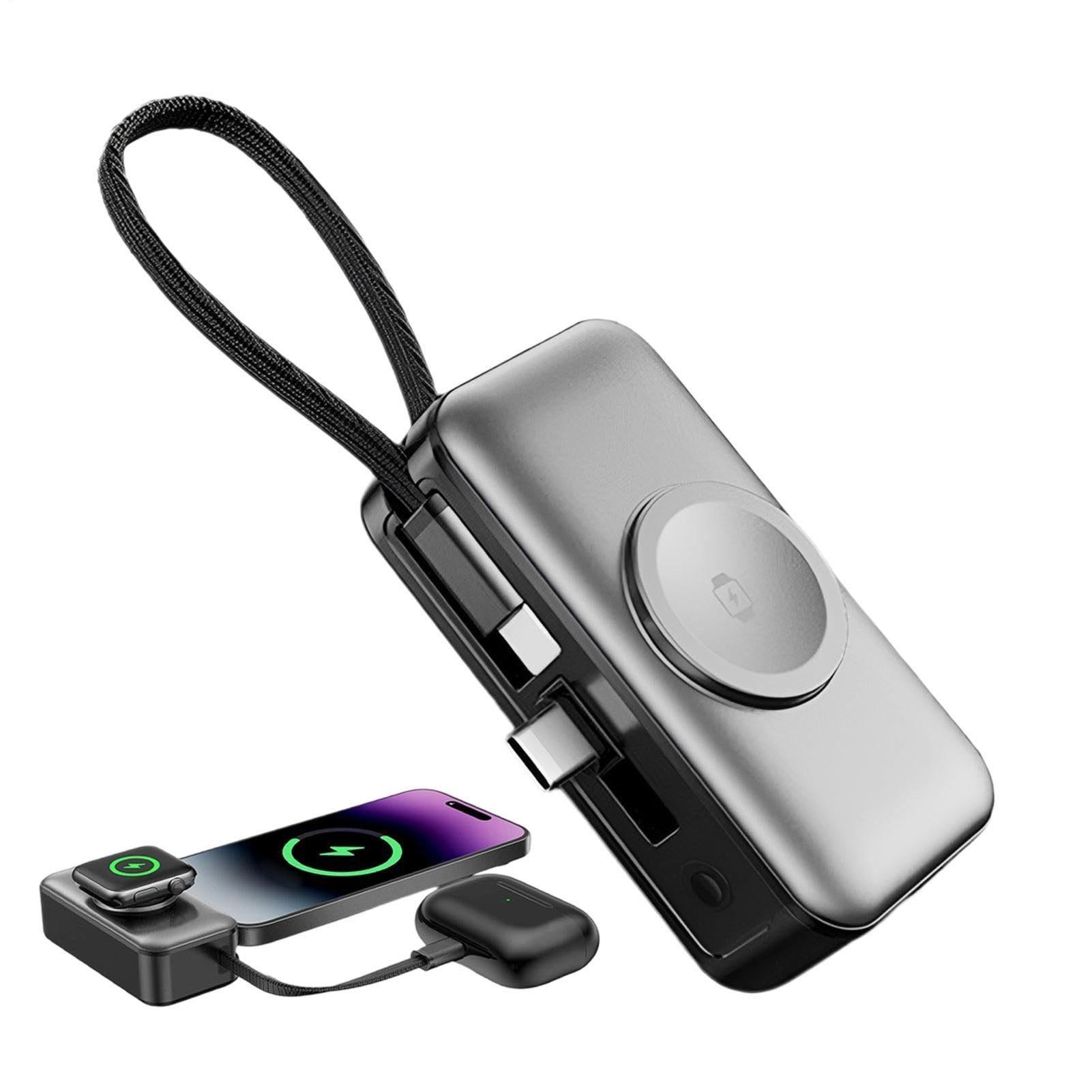 AIBISTAR 5000mAh Magnetische Powerbank, 22,5W, klappbarer Typ-C Powerbank, Integrierter Ständer,LED-Akkuanzeige in Echtzeit