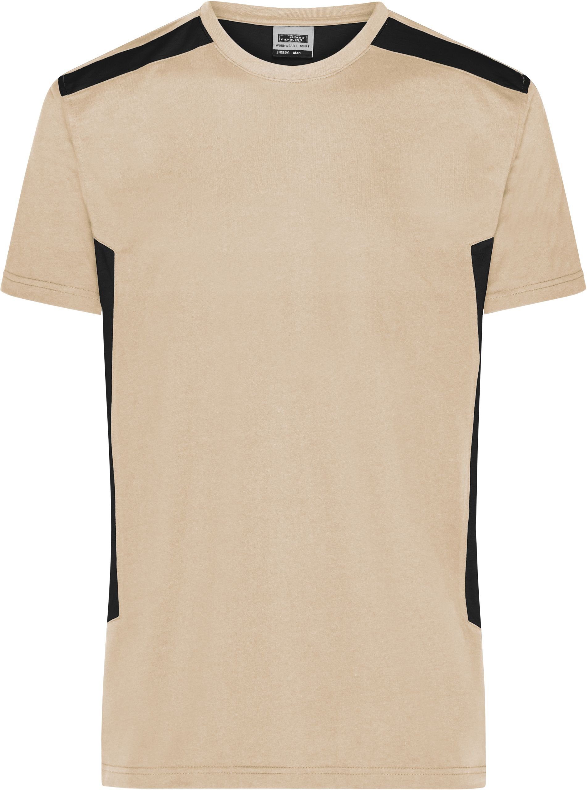 James & Nicholson T-Shirt Herren Workwear T-Shirt - Strong stone/black