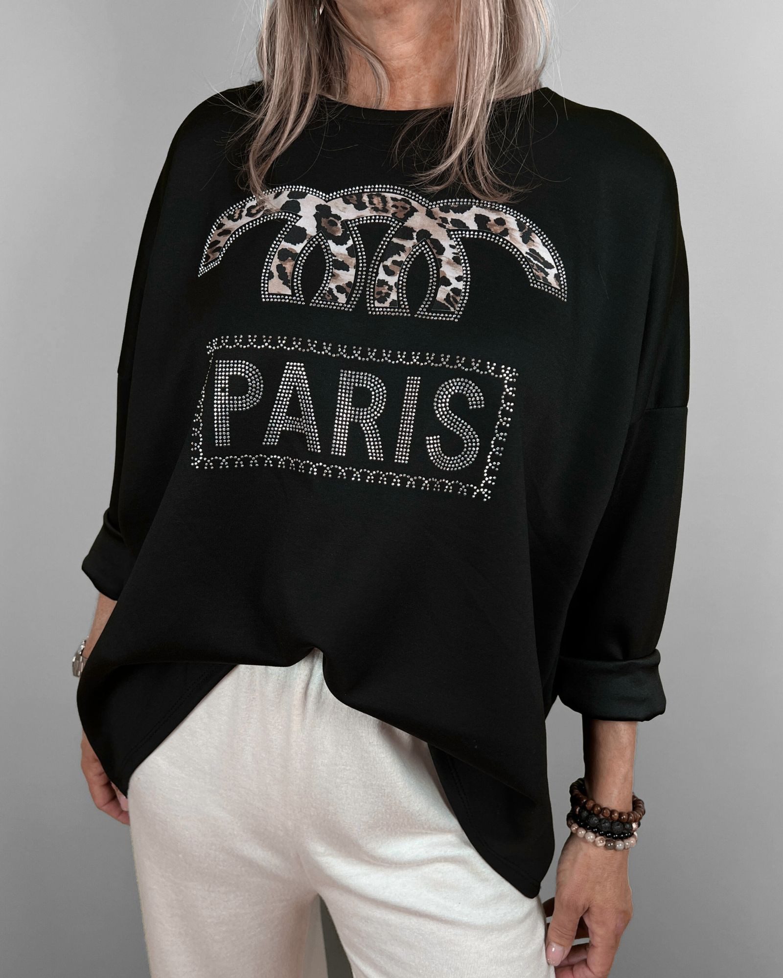 Sweatshirt - modisches Sweatshirt mit Schriftzug aus Strass